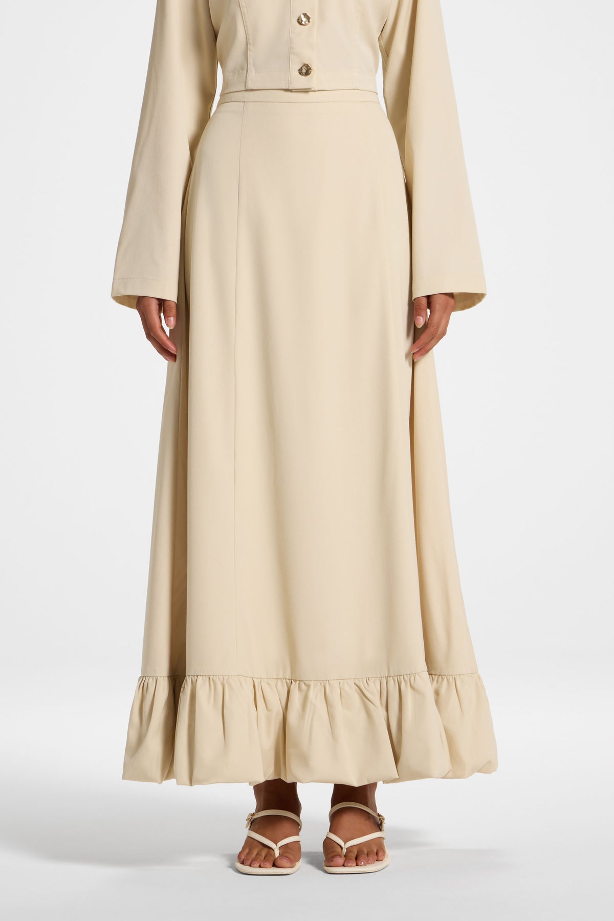 Bubble Hem Skirt - Beige