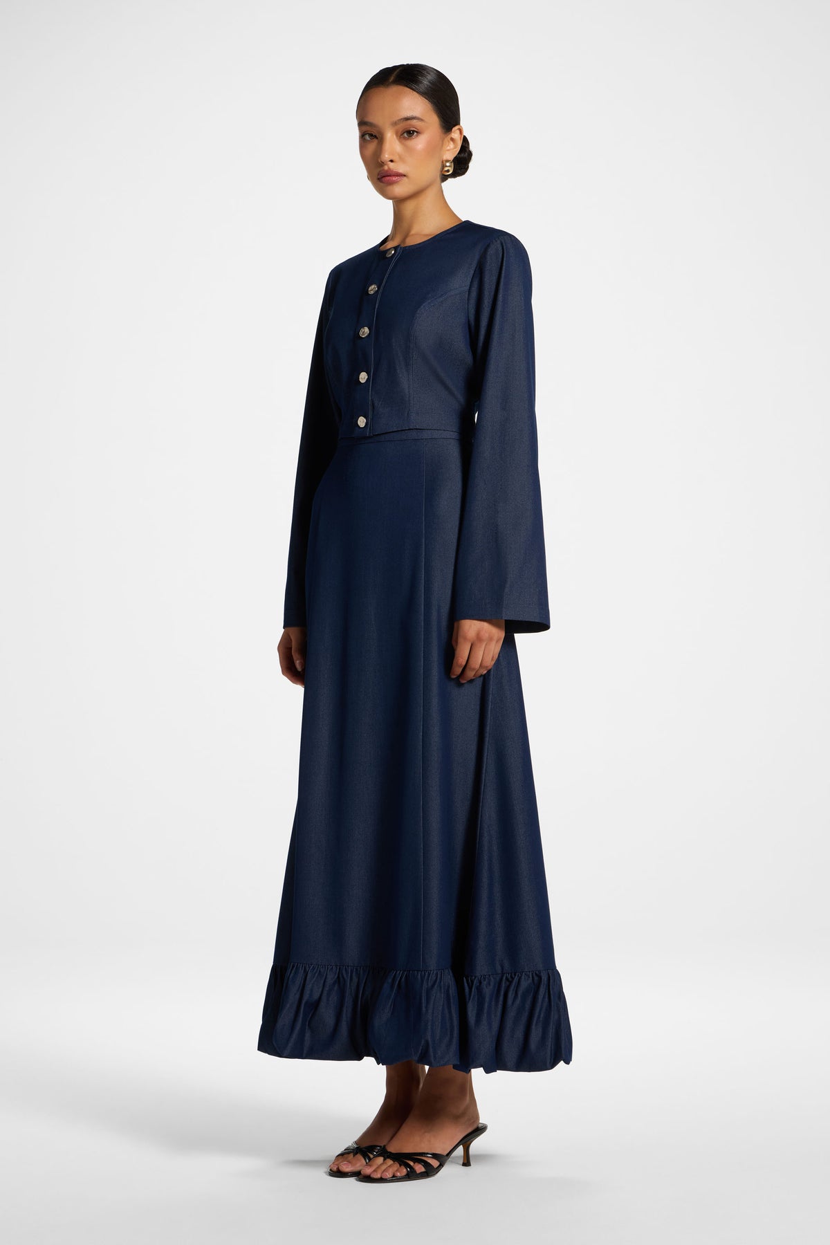 Bubble Hem Skirt - Dark Wash Denim