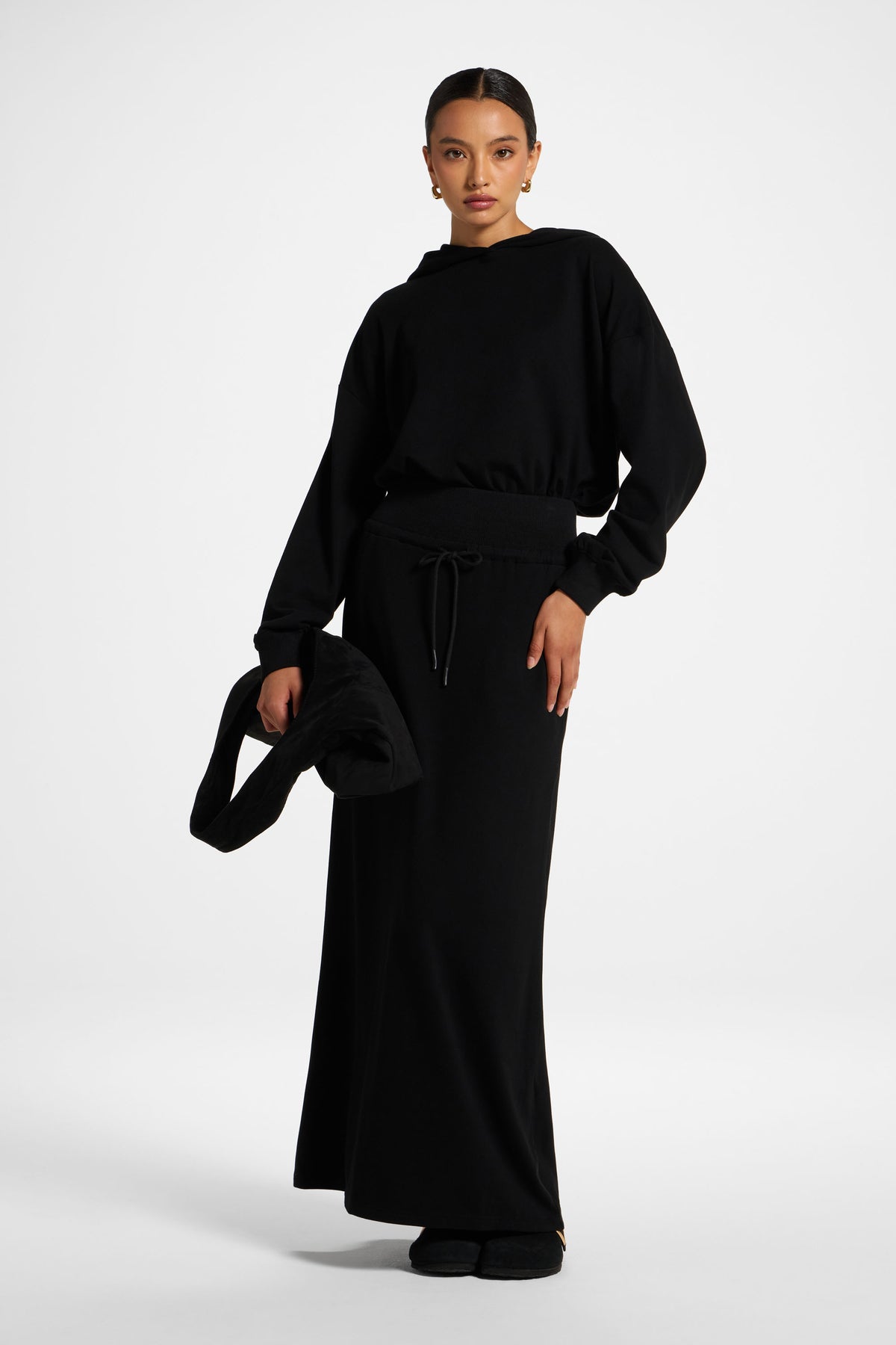 Cotton Blend Lounge Skirt - Black