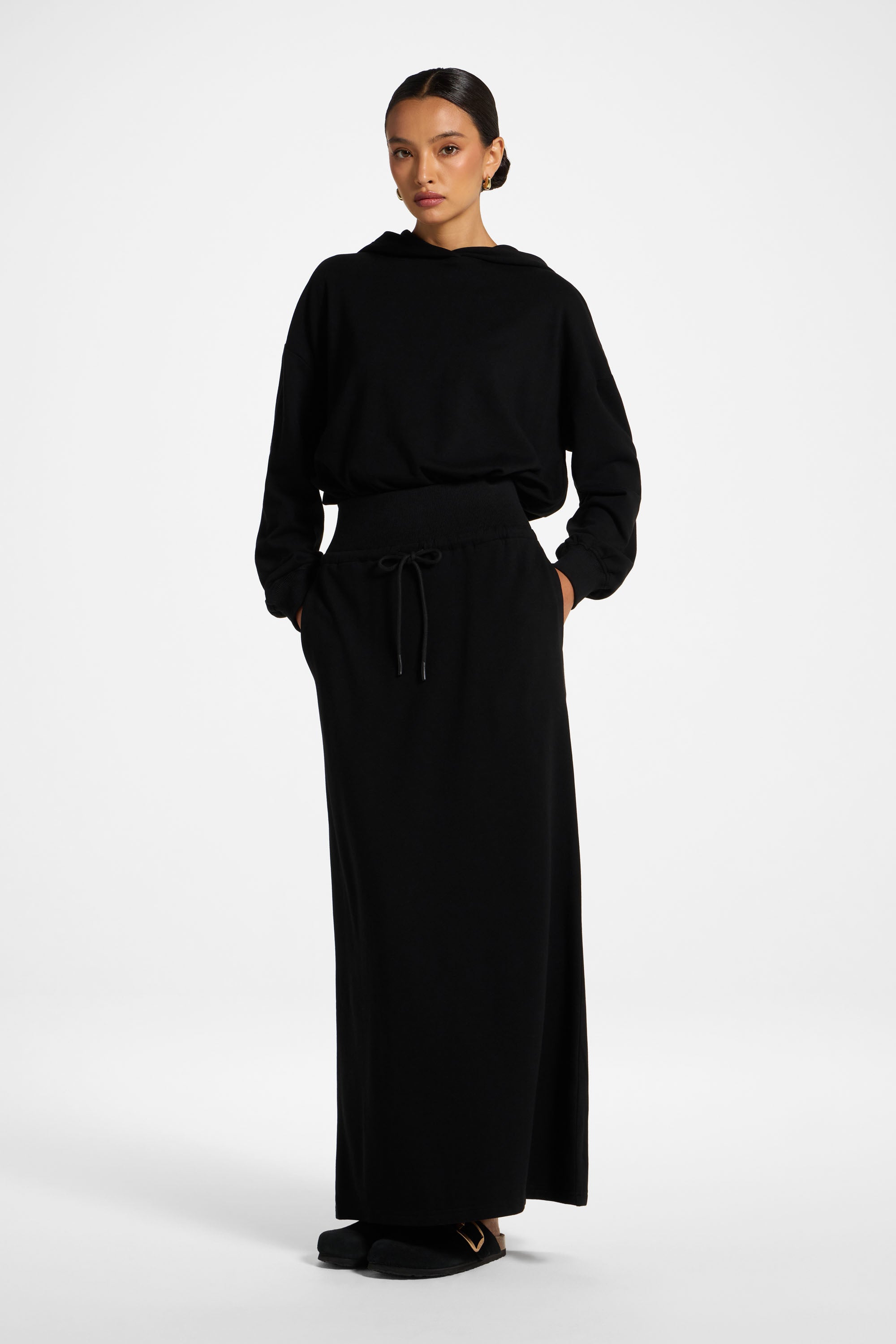 Cotton Blend Lounge Skirt - Black
