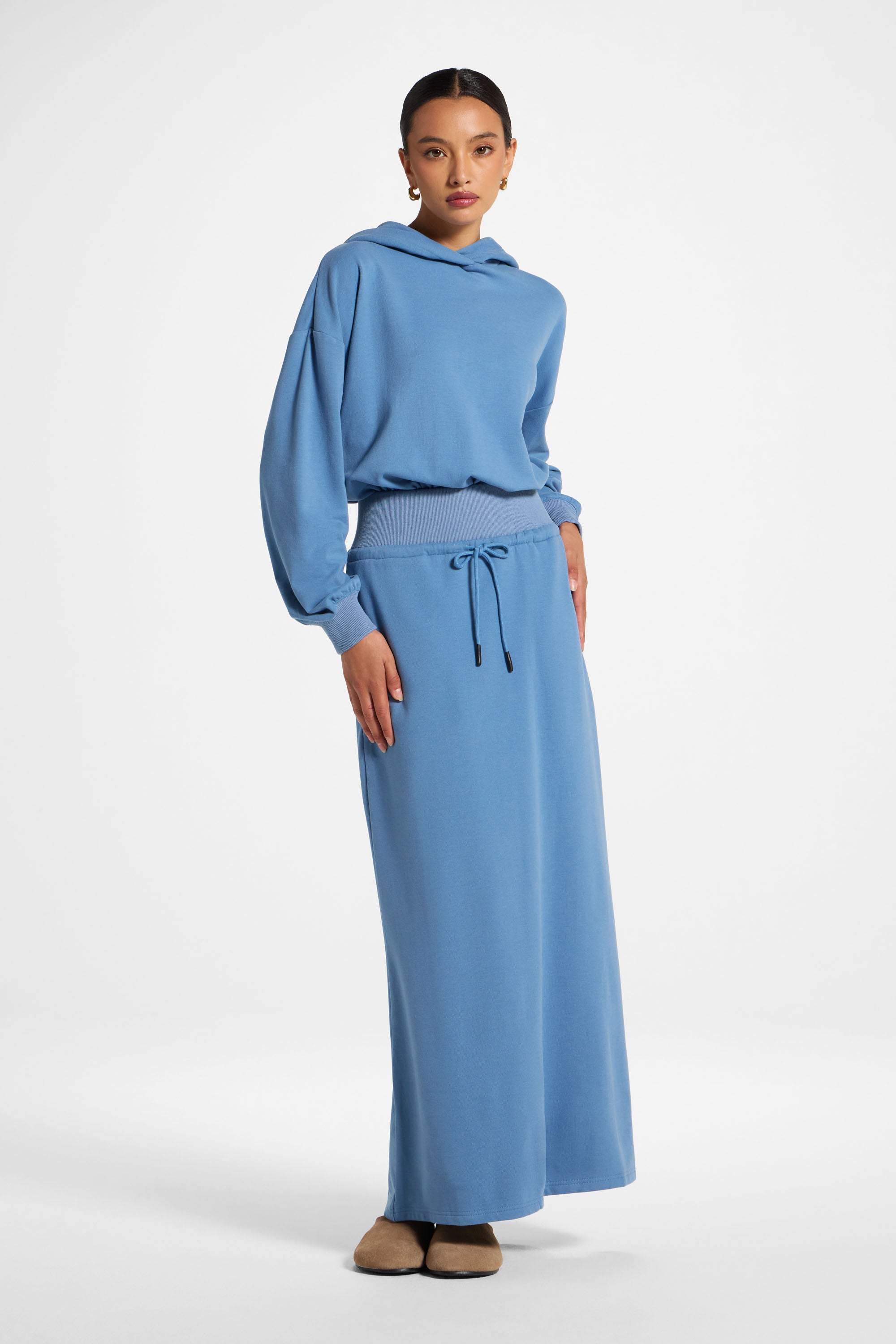Cotton Blend Lounge Skirt - Sky