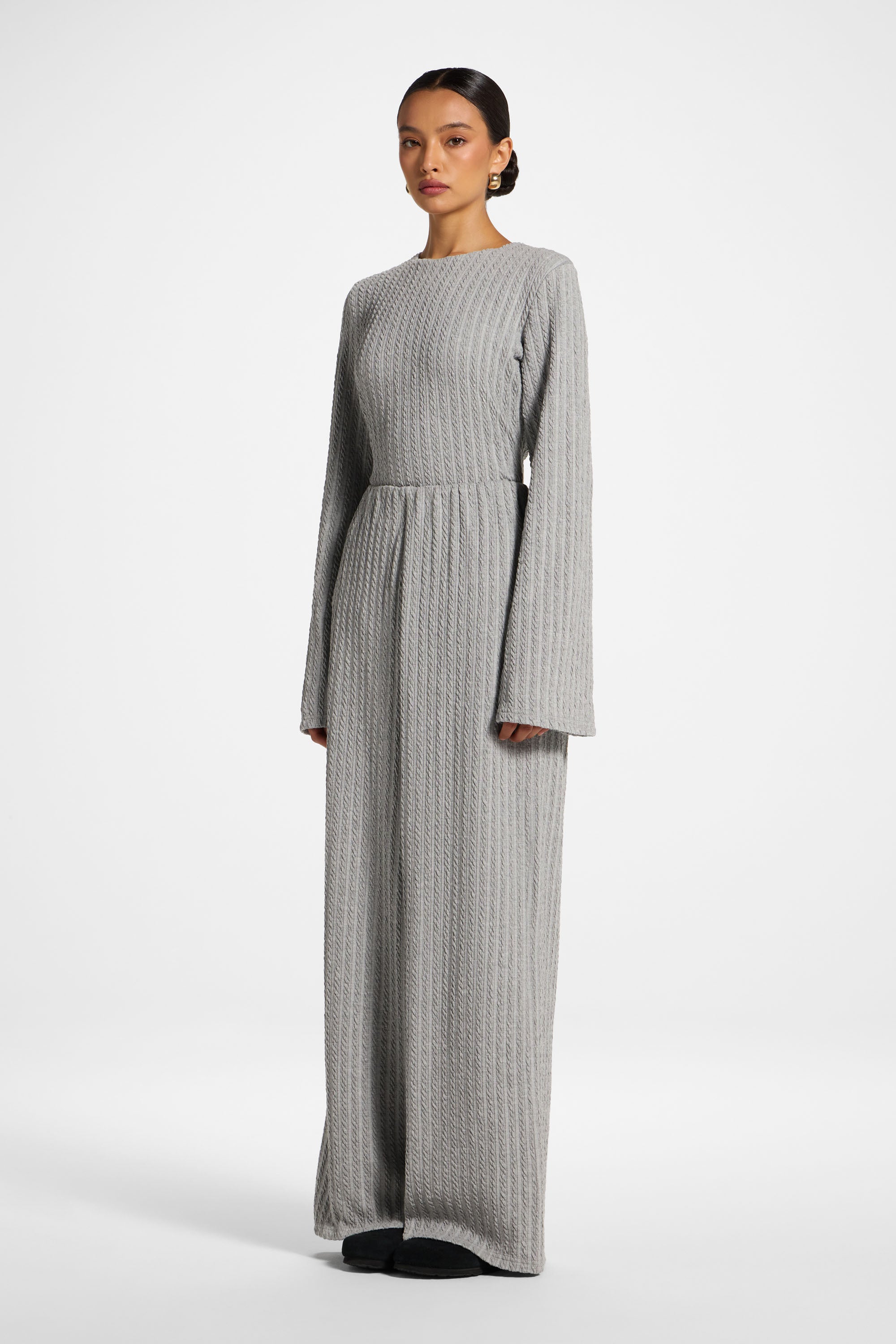 Cotton Blend Wide Leg Pants - Charcoal