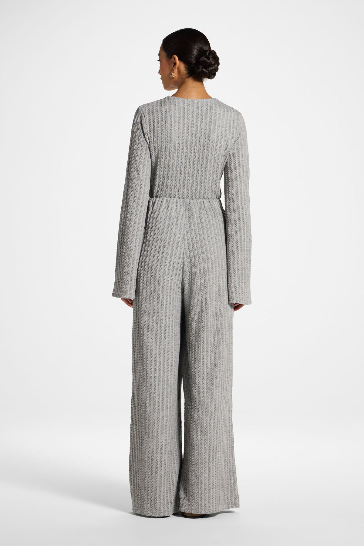 Cotton Blend Wide Leg Pants - Charcoal