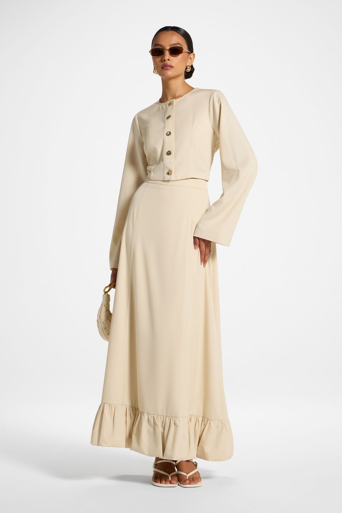 Lace Up Back Cropped Jacket - Beige