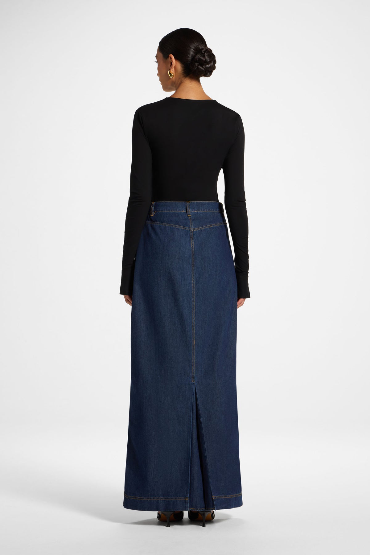 Denim Maxi Skirt - Medium Wash