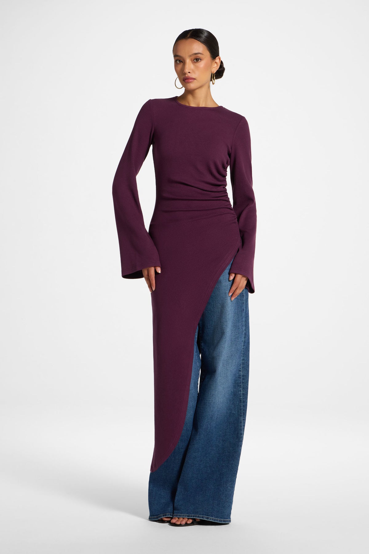 Midi Tunic Top - Black Plum