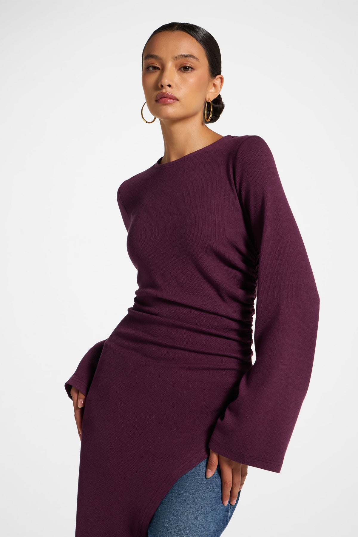 Midi Tunic Top - Black Plum