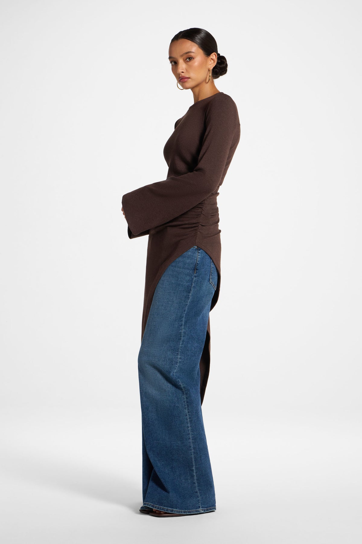 Midi Tunic Top - Heathered Brown