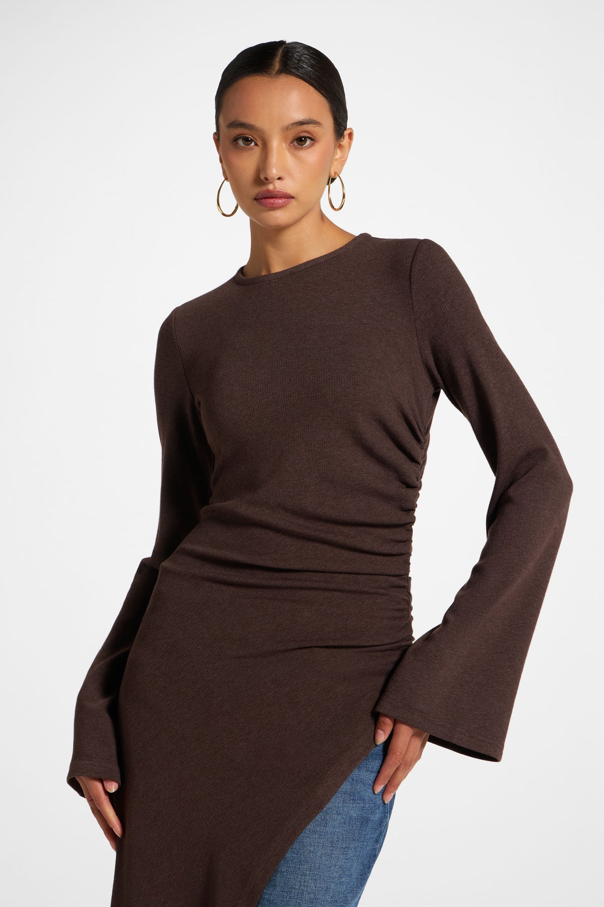 Midi Tunic Top - Heathered Brown