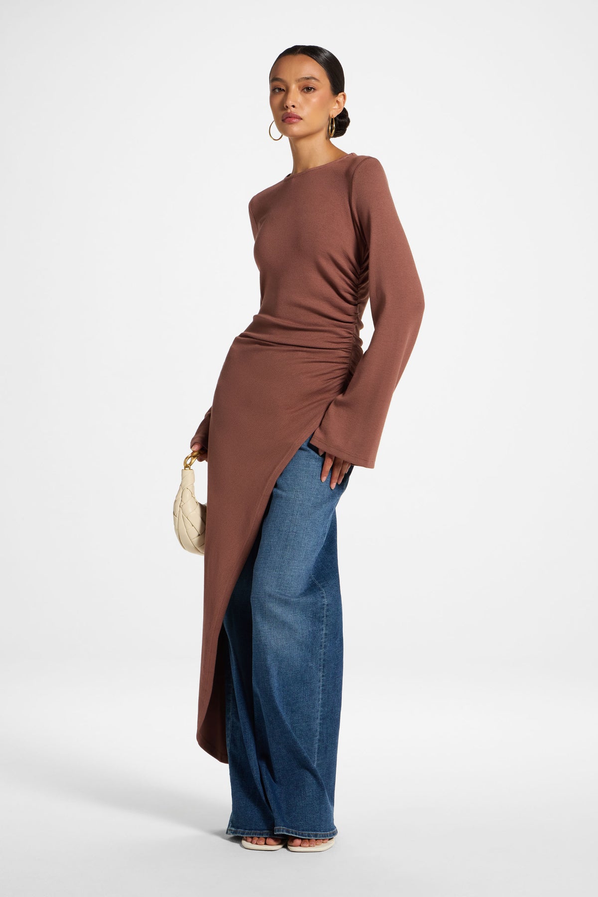 Midi Tunic Top - Mocha Rose