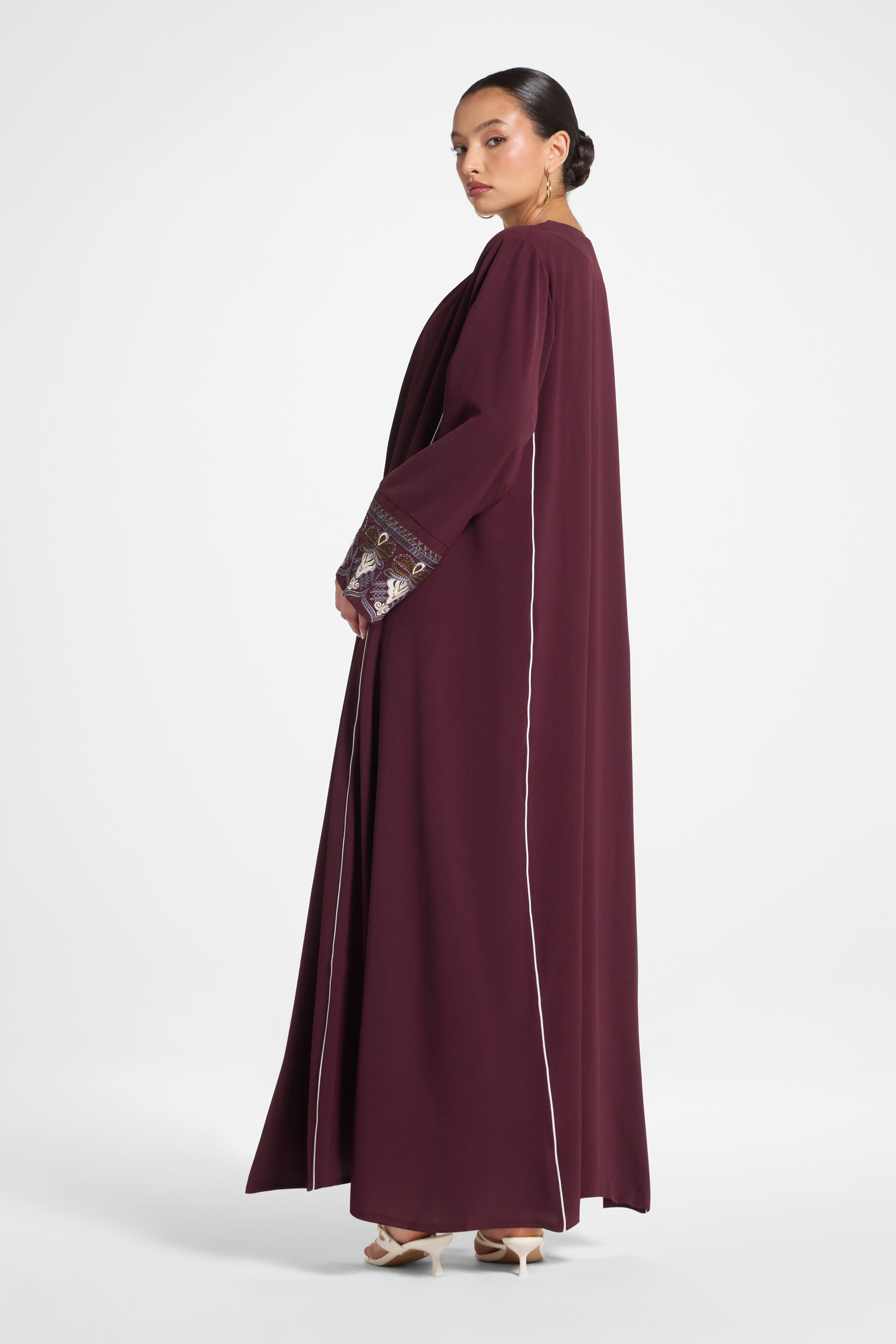 Omaya Embroidered Open Abaya