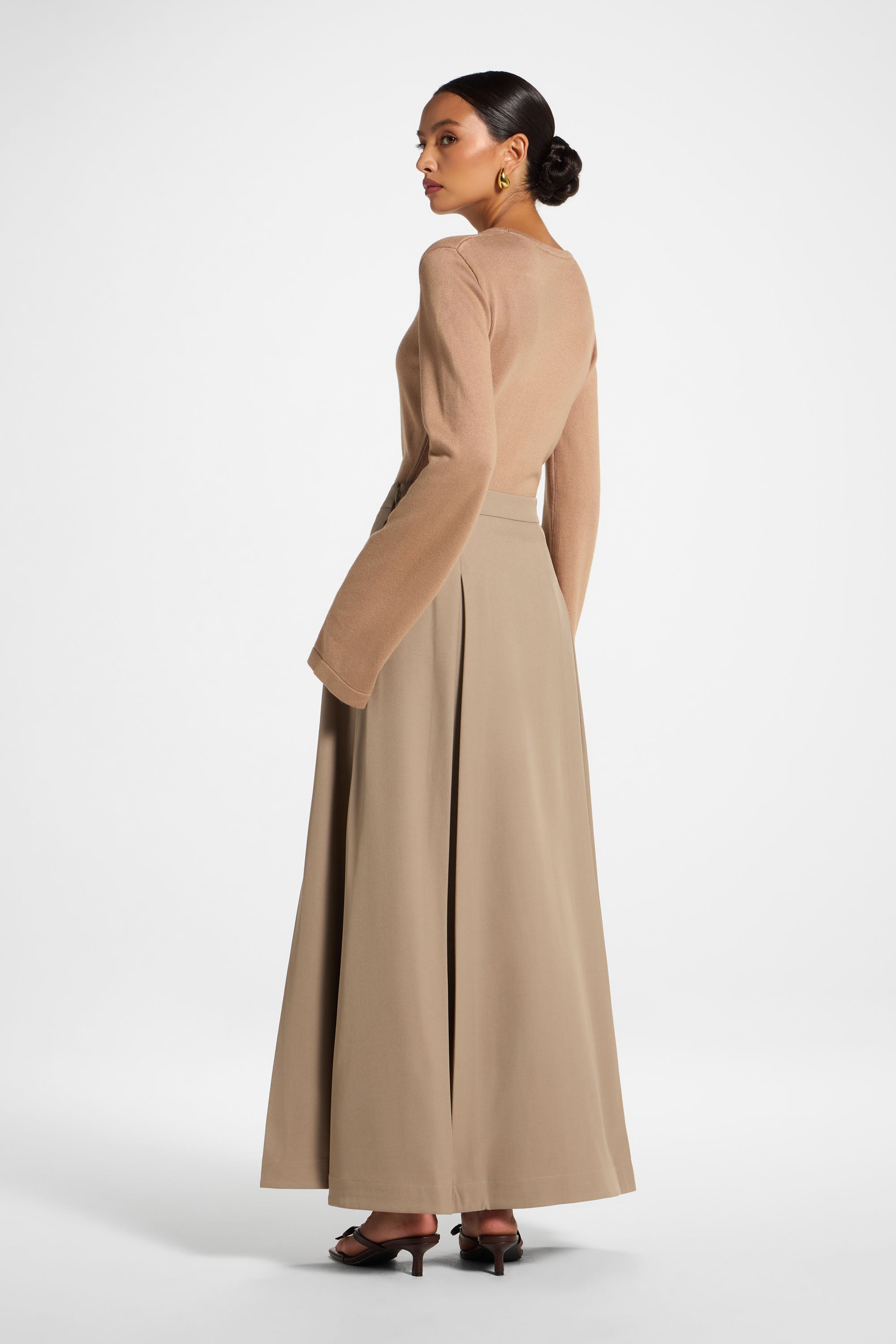 Pleated Maxi Skirt - Taupe