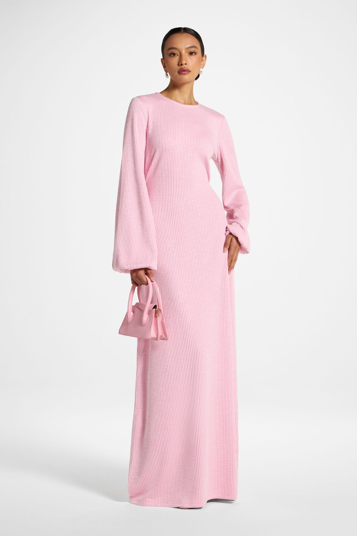 Rib Tie Back Maxi Dress - Just Pink