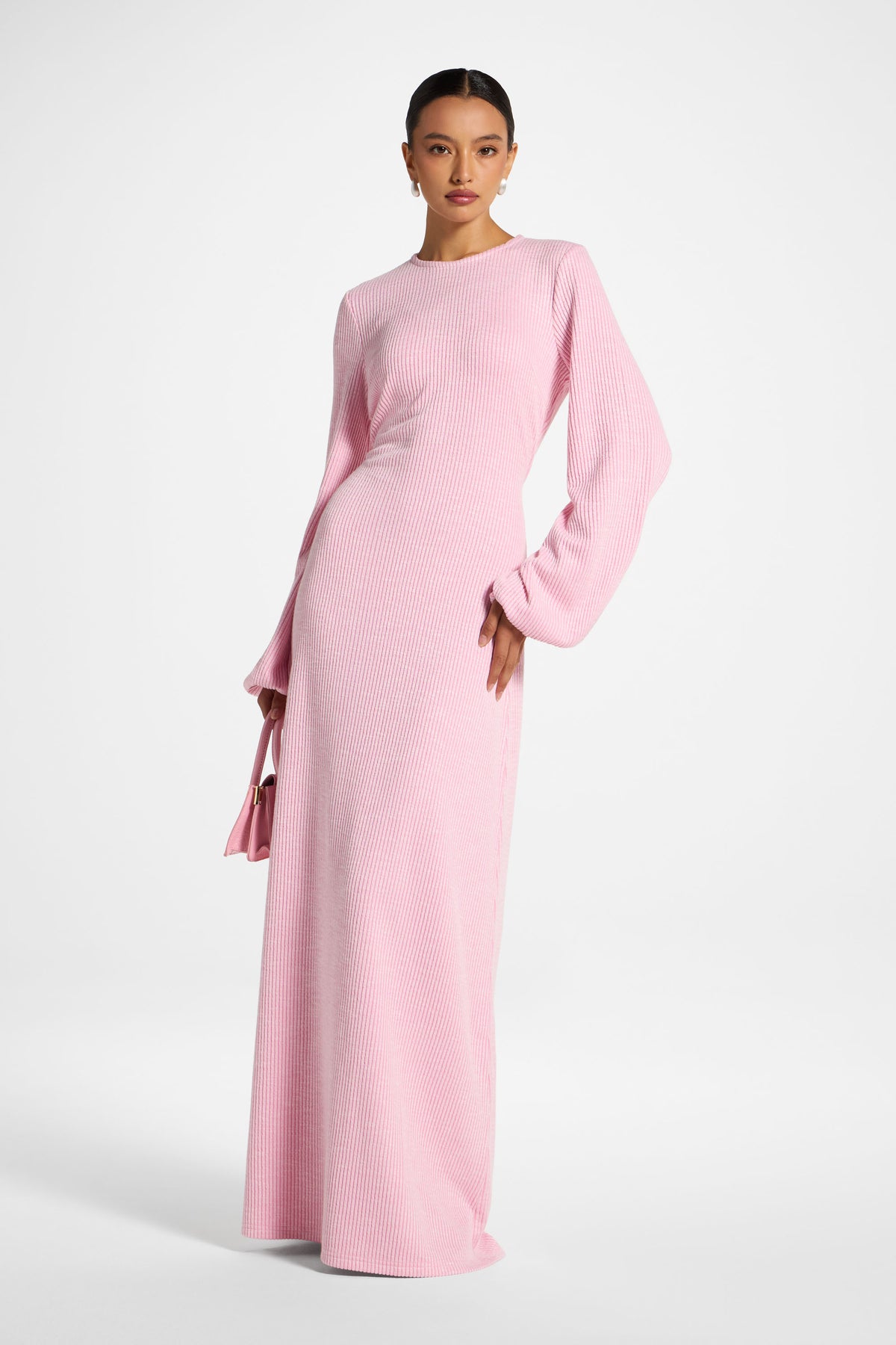 Rib Tie Back Maxi Dress - Just Pink