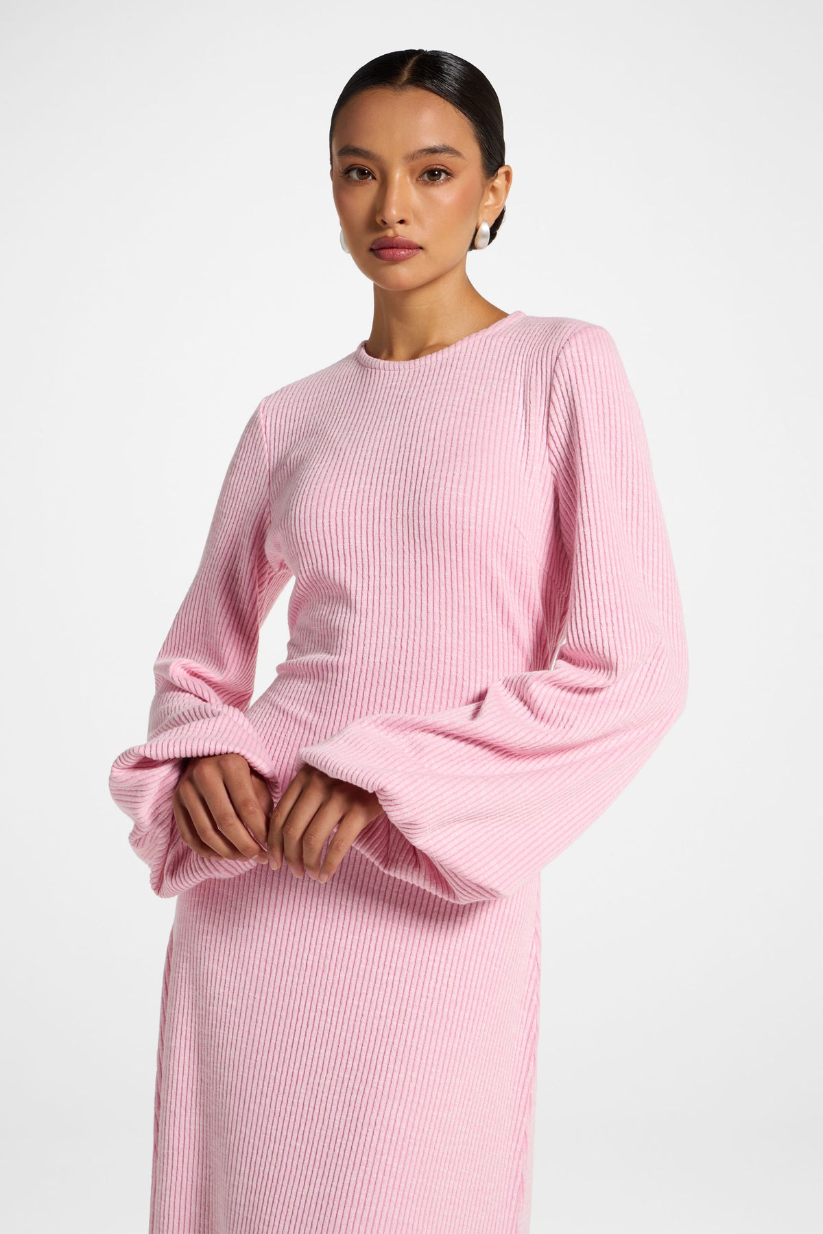 Rib Tie Back Maxi Dress - Just Pink