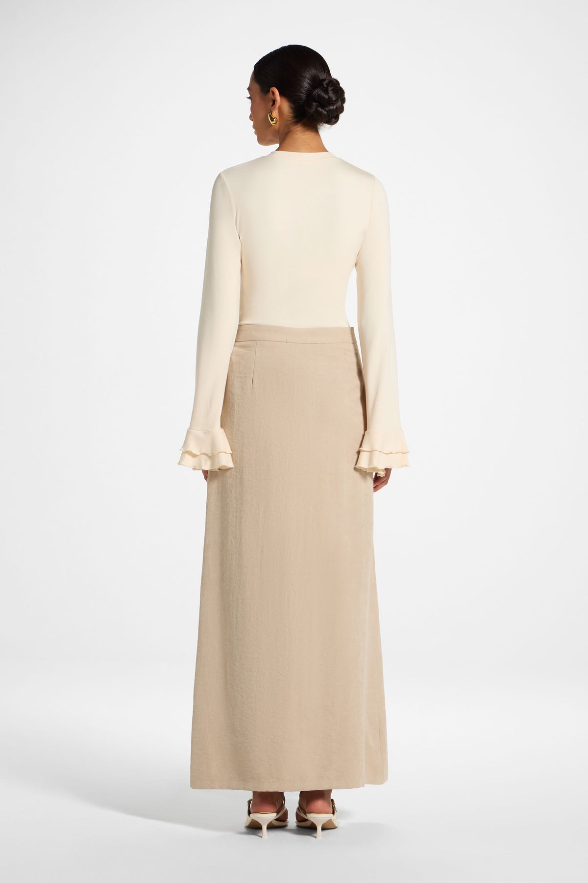 Suede Side Pleat Skirt - Taupe