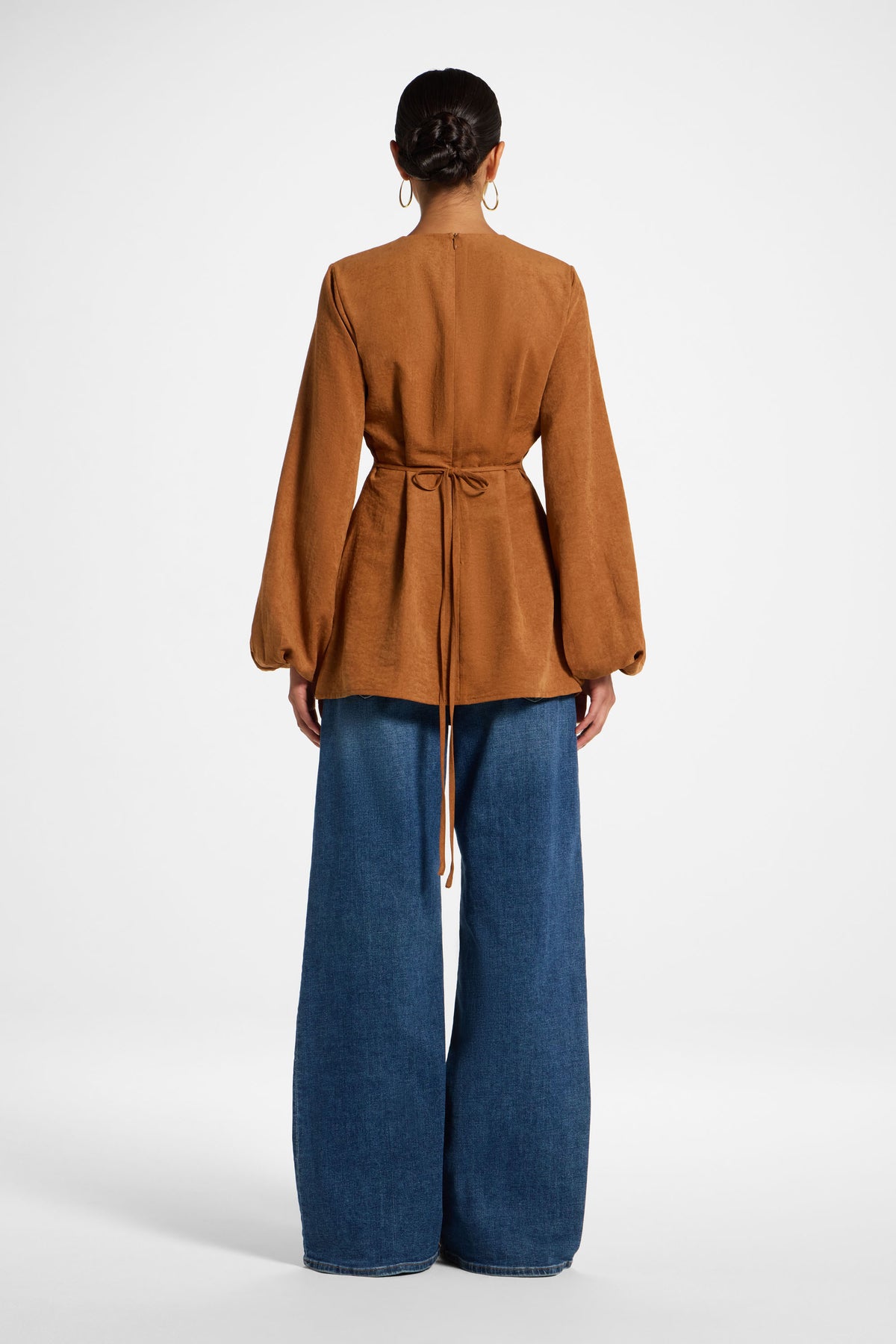 Suede Tie Back Top - Cognac