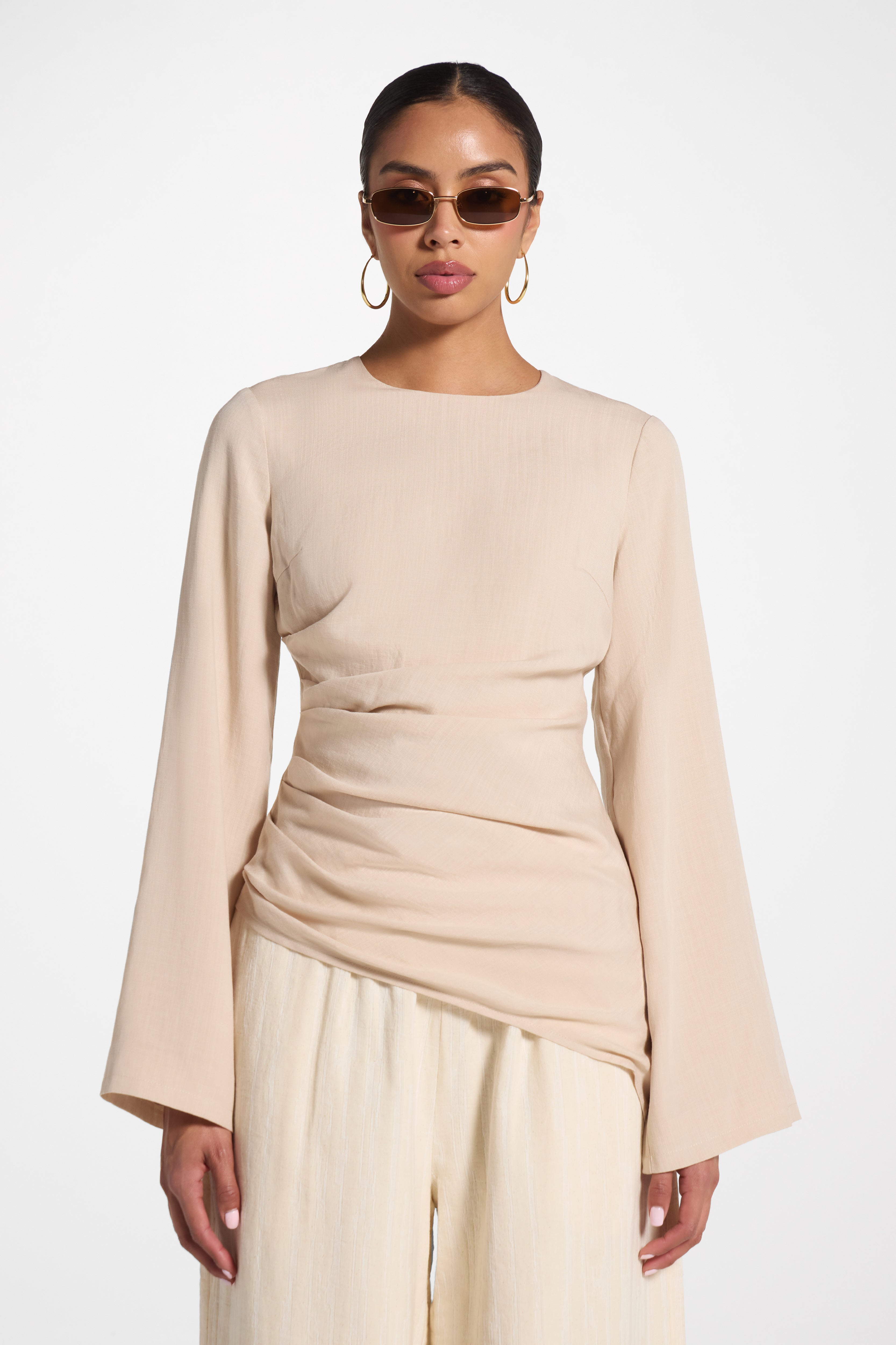 Tencel Asymmetric Top - Light Sand