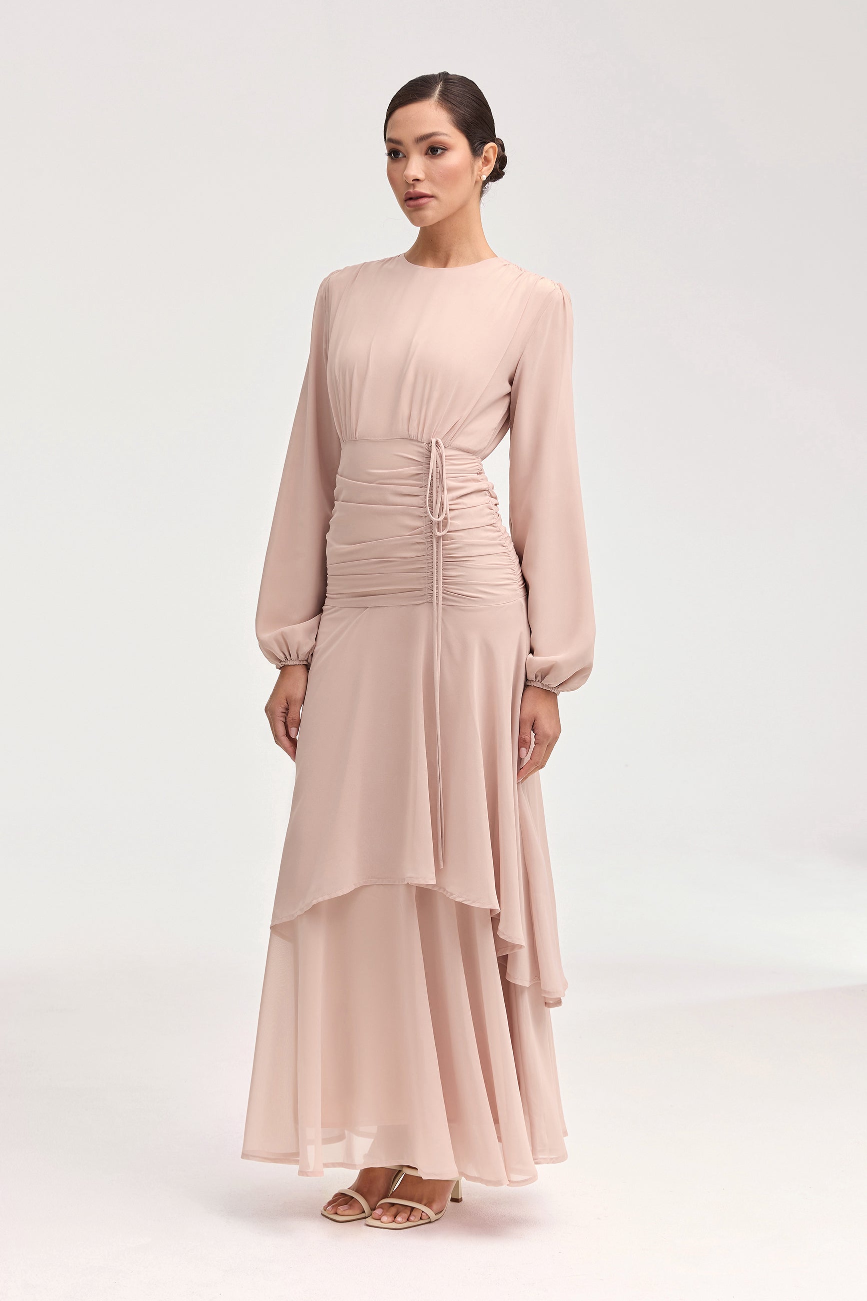 Narjis Side Rouched Maxi Dress - Jasmine Pink