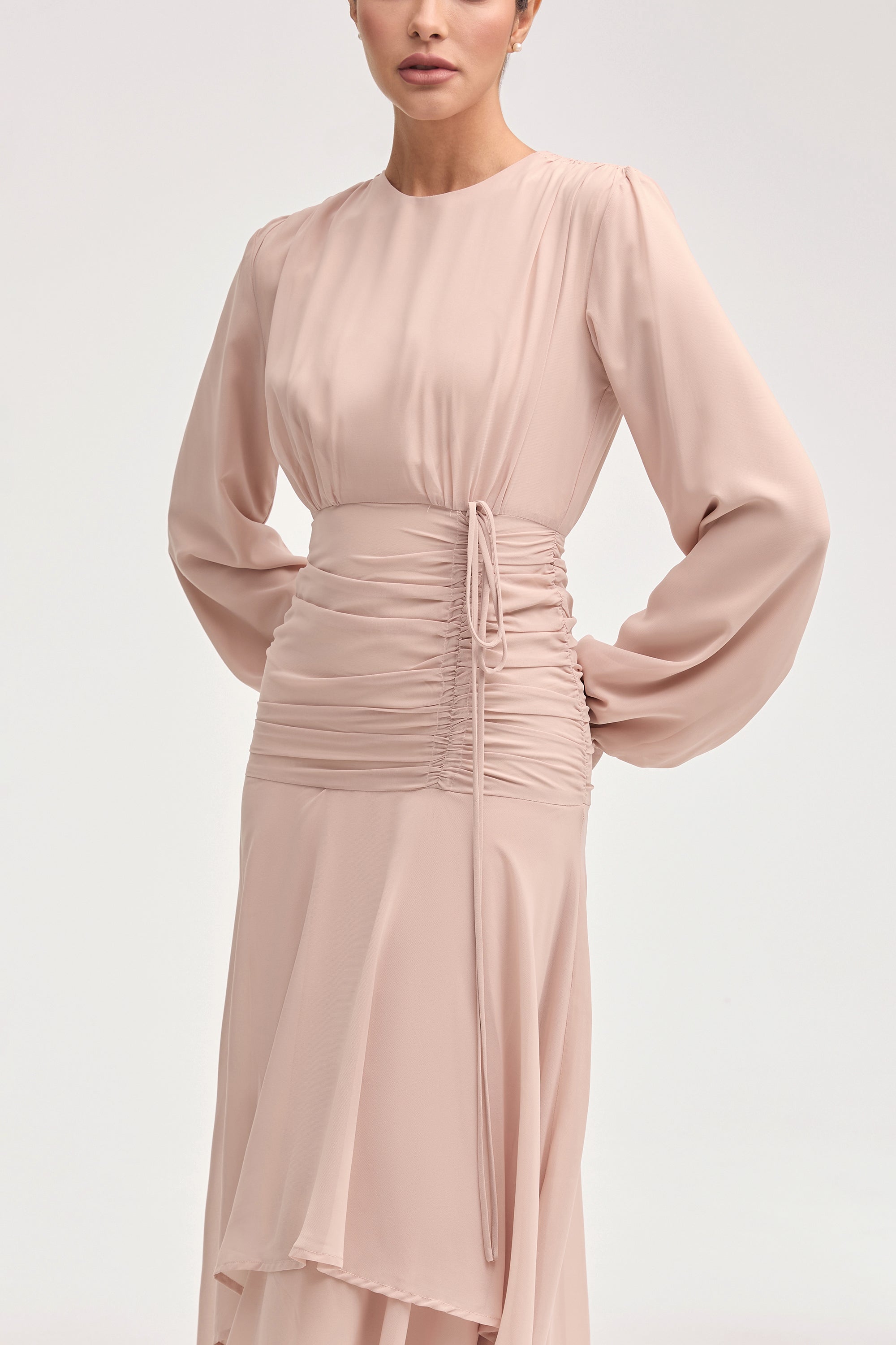 Narjis Side Rouched Maxi Dress - Jasmine Pink