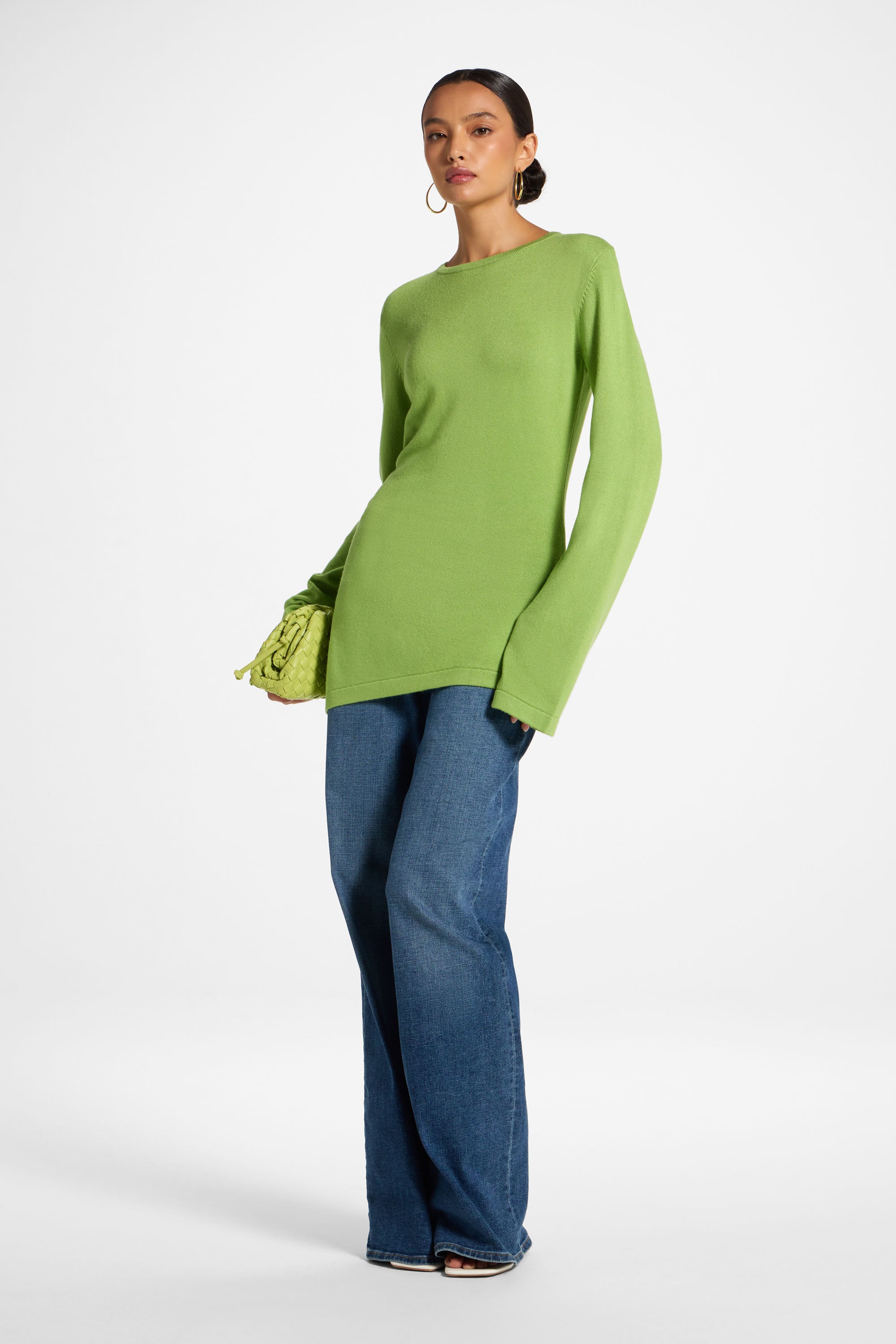Viscose Asymmetric Knit Top - Green Glow