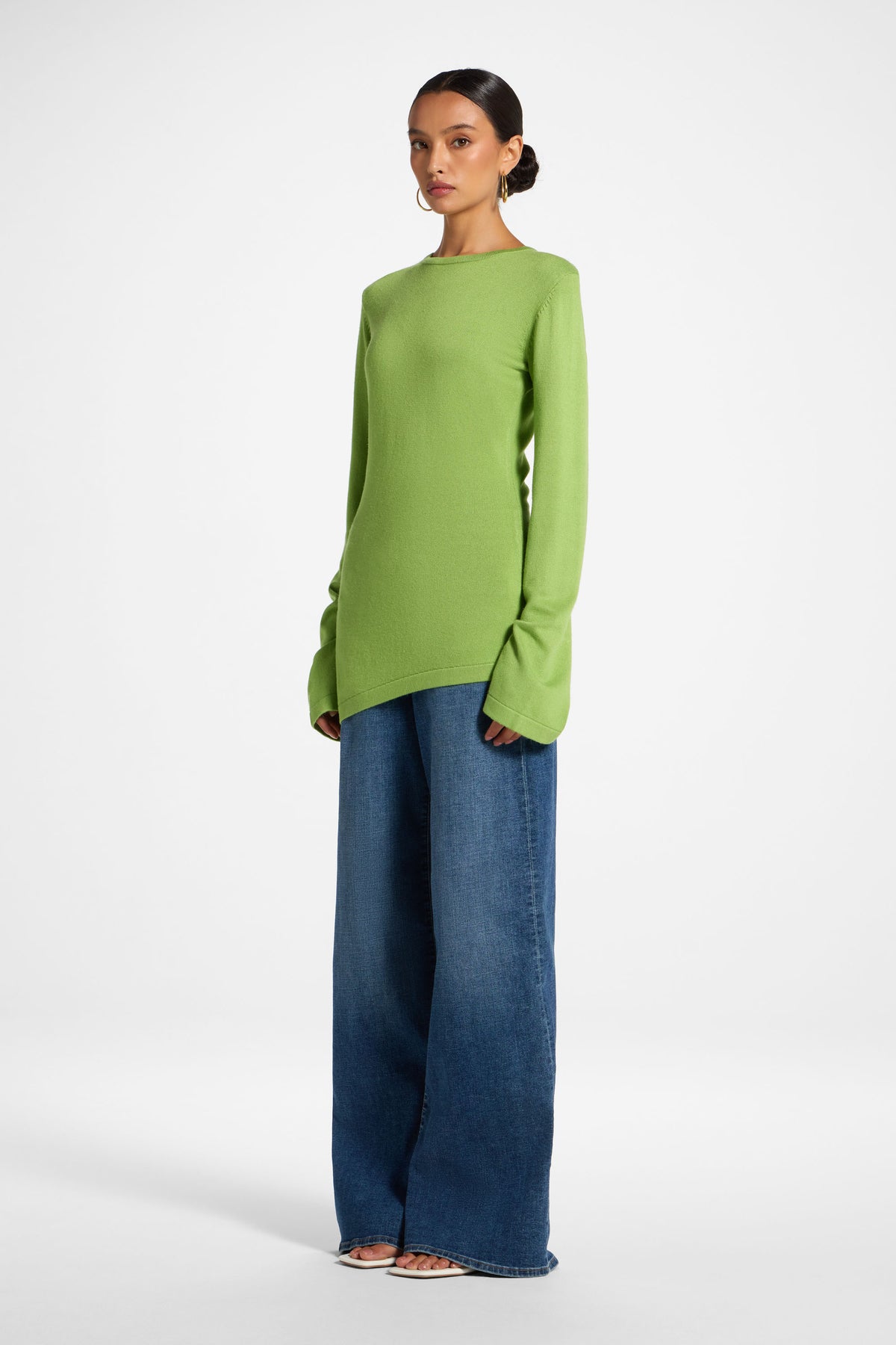 Viscose Asymmetric Knit Top - Green Glow