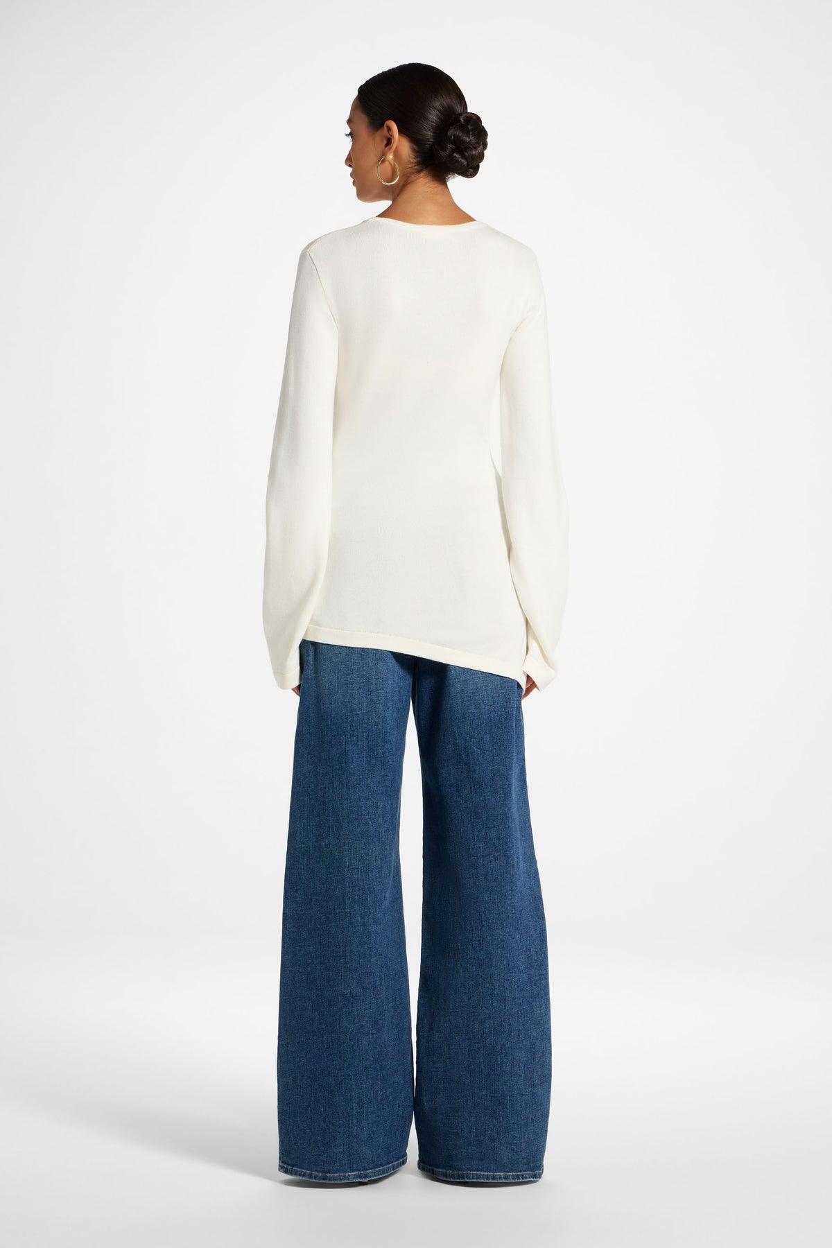 Viscose Asymmetric Knit Top - White