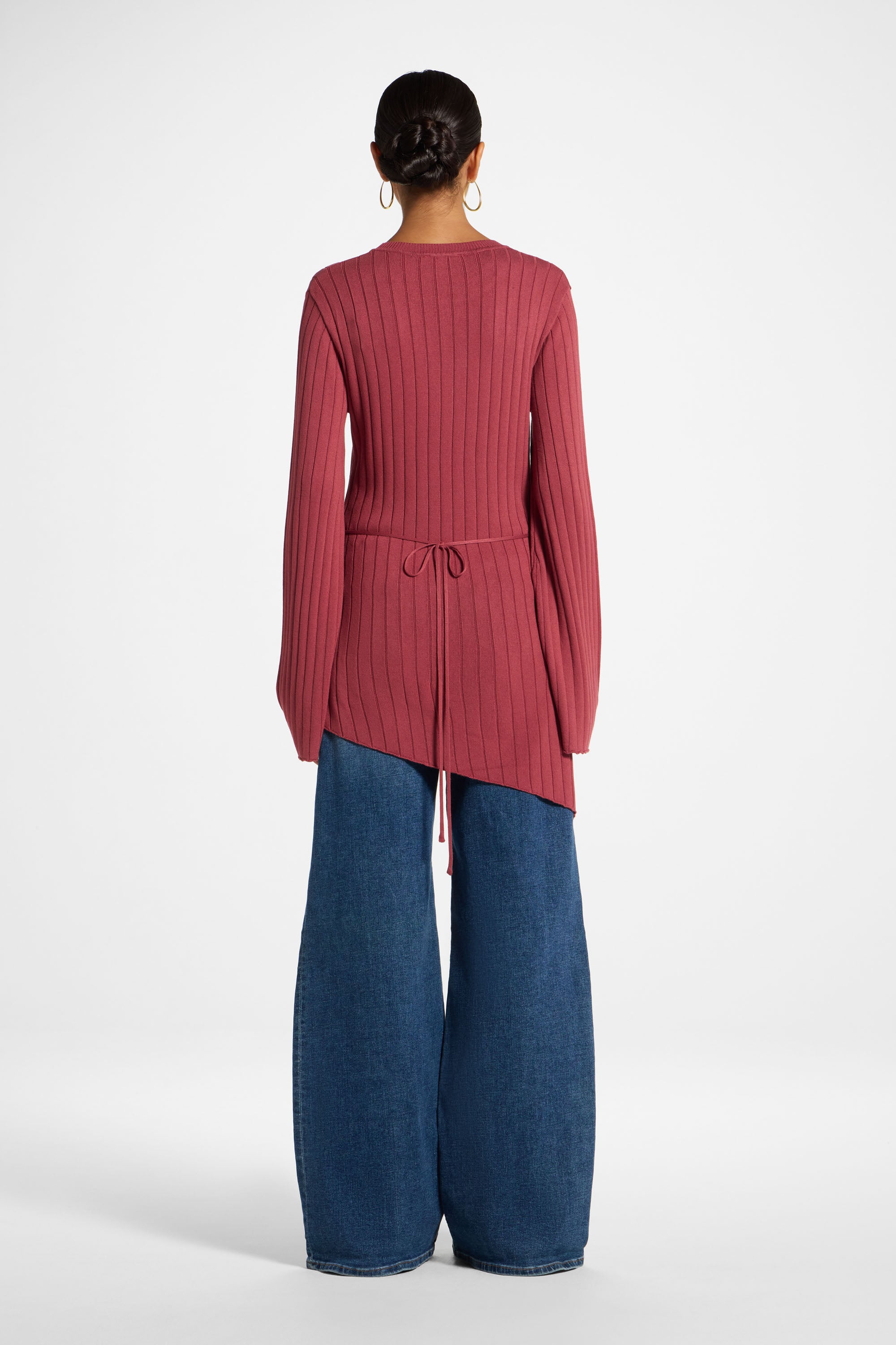 Viscose Rib Knit Tie Back Top - Rosette