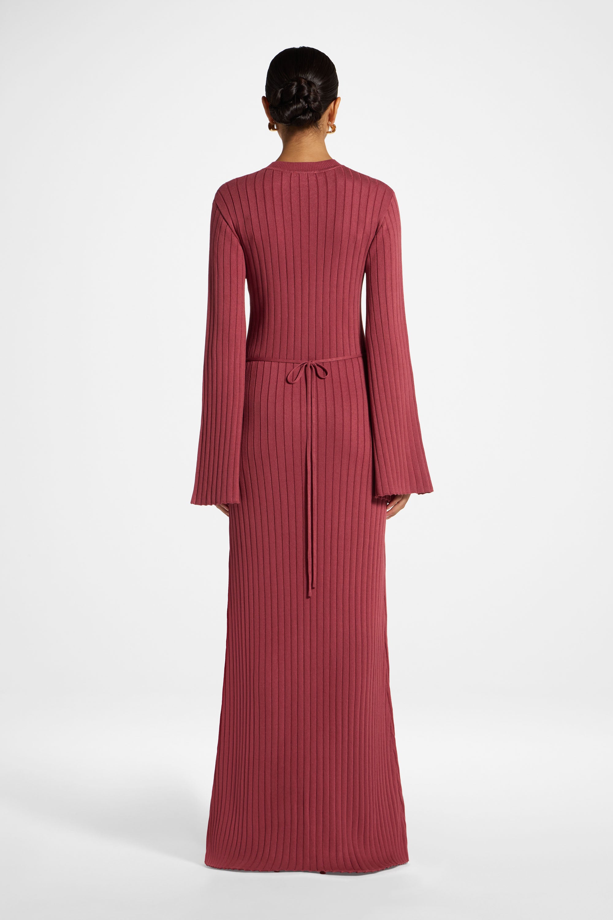 Viscose Ribbed Knit Maxi Dress - Rosette