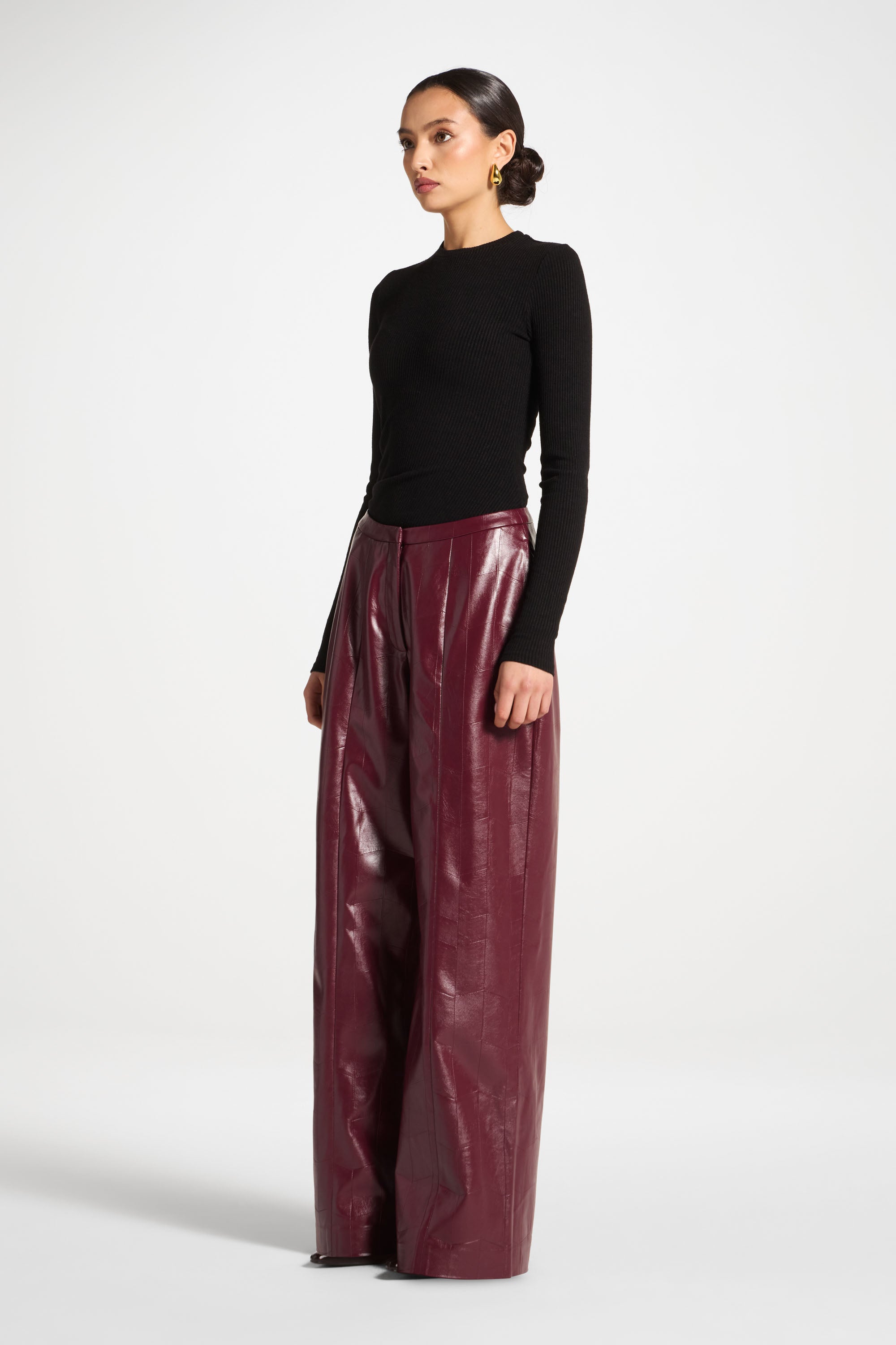 Wide Leg Leather Pants - Fig