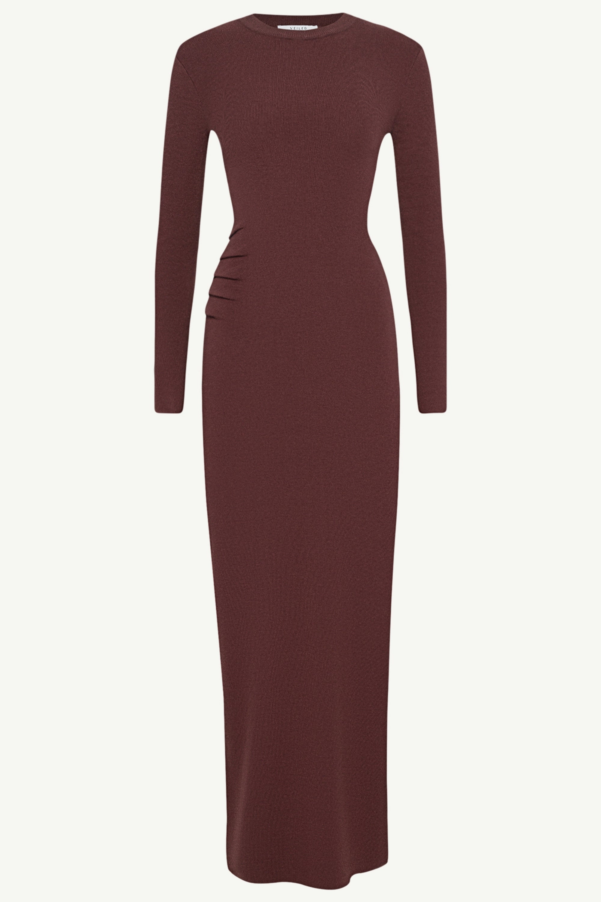 Abigail Rouched Knit Maxi Dress - Dark Brown Clothing saigonodysseyhotel 