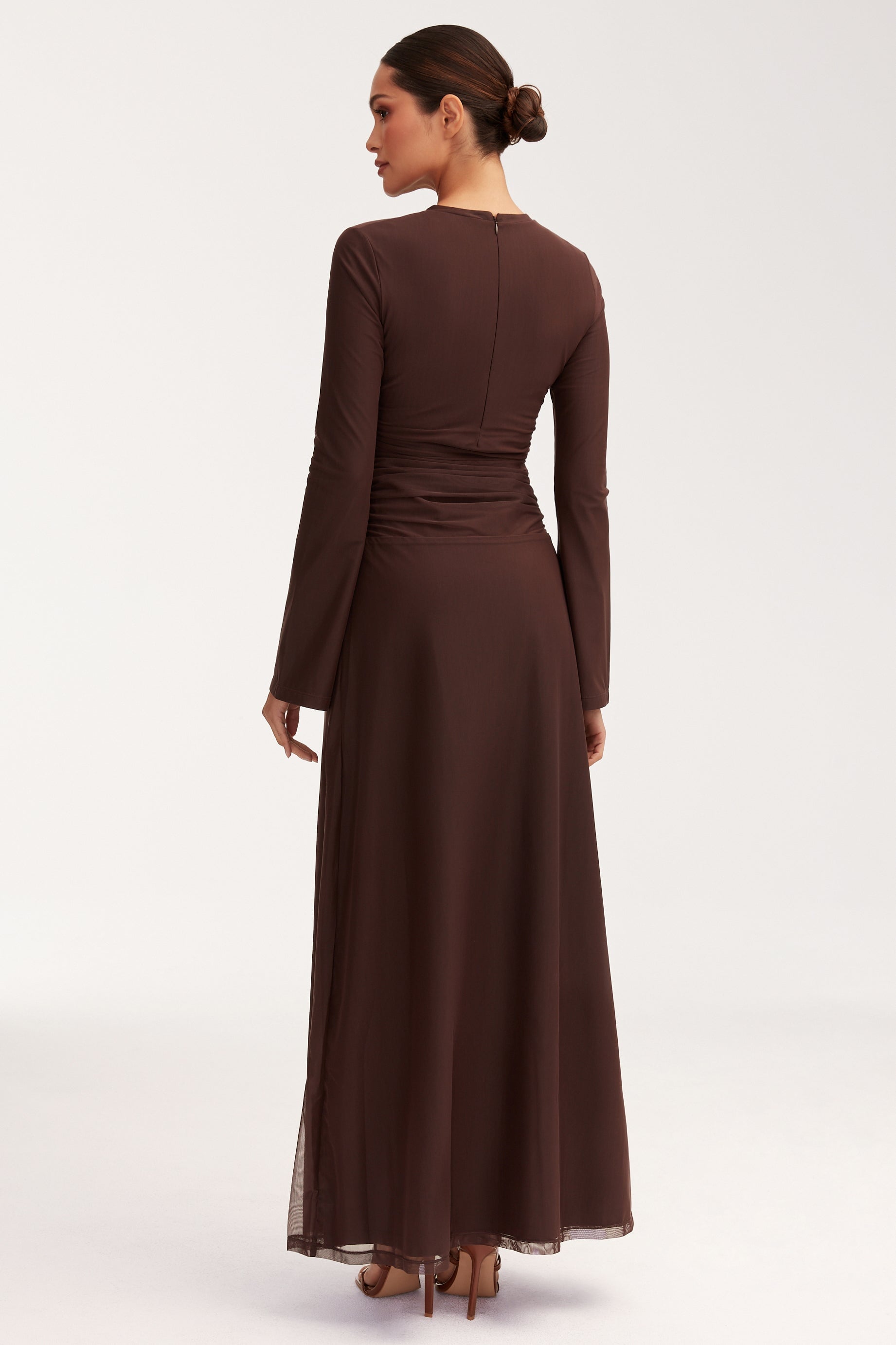 Adelina Rouched Mesh Maxi Dress - Chocolate Plum Dresses epschoolboard 