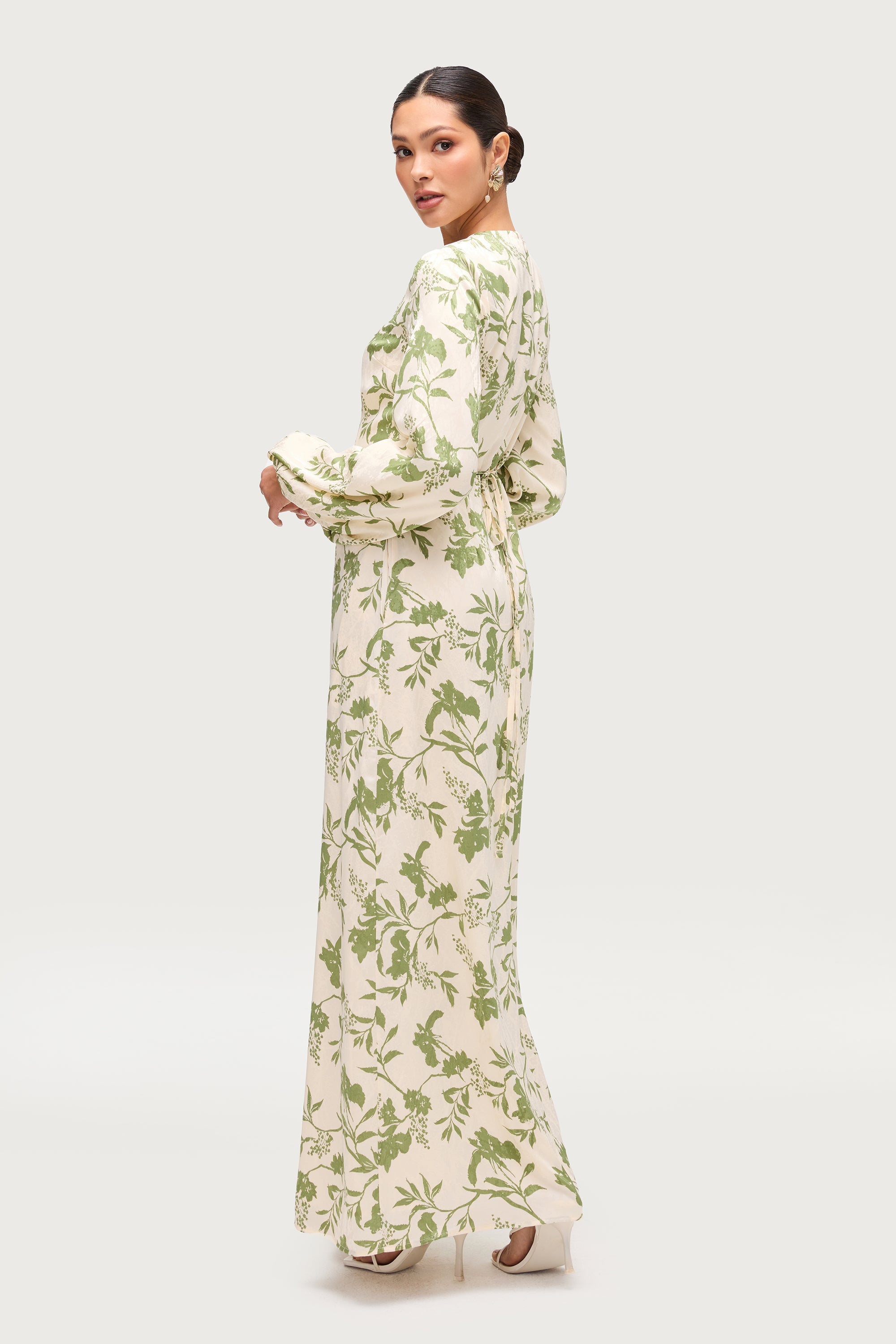 Adila Printed Maxi Dress - Green Dresses Veiled