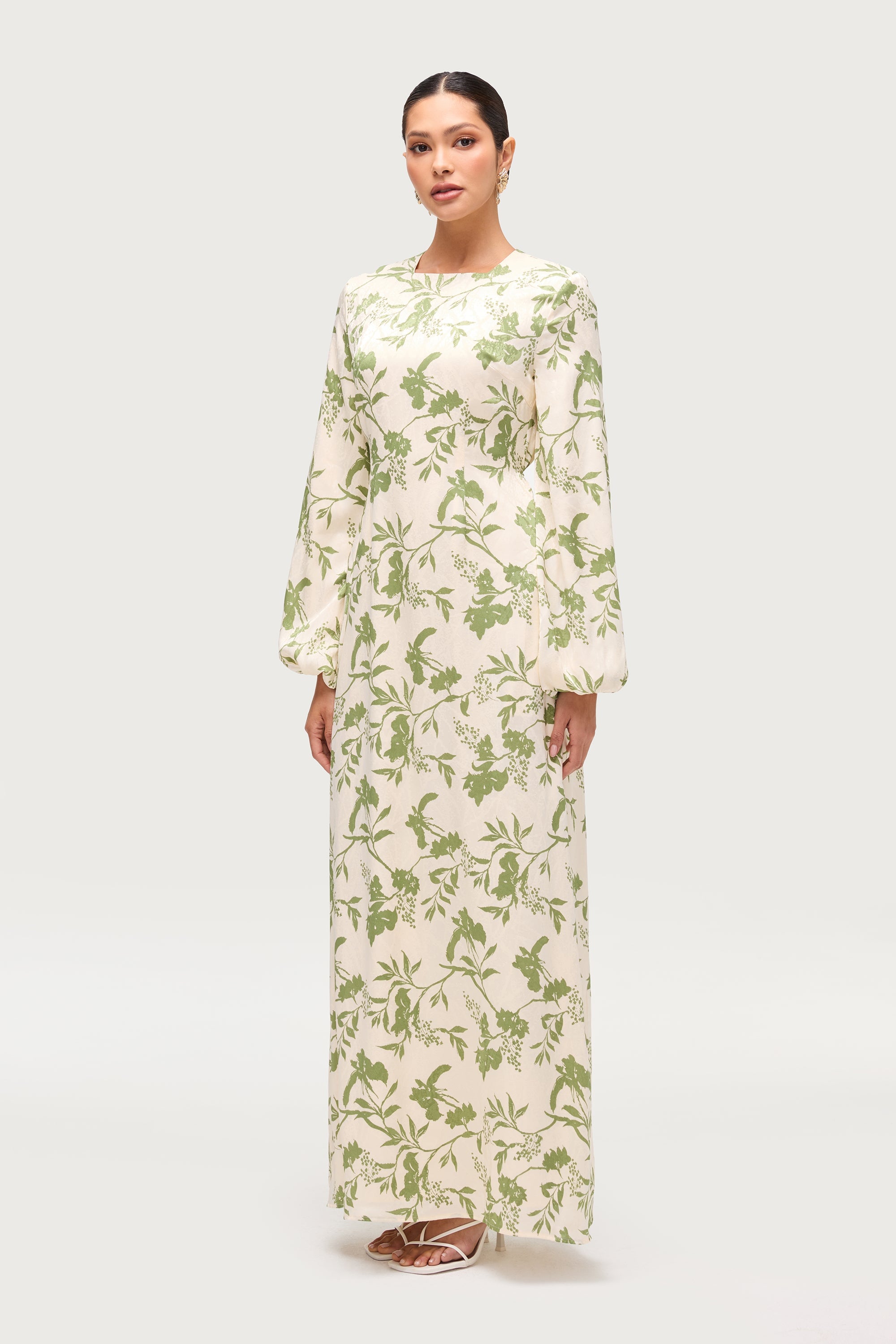 Adila Printed Maxi Dress - Green Dresses Veiled
