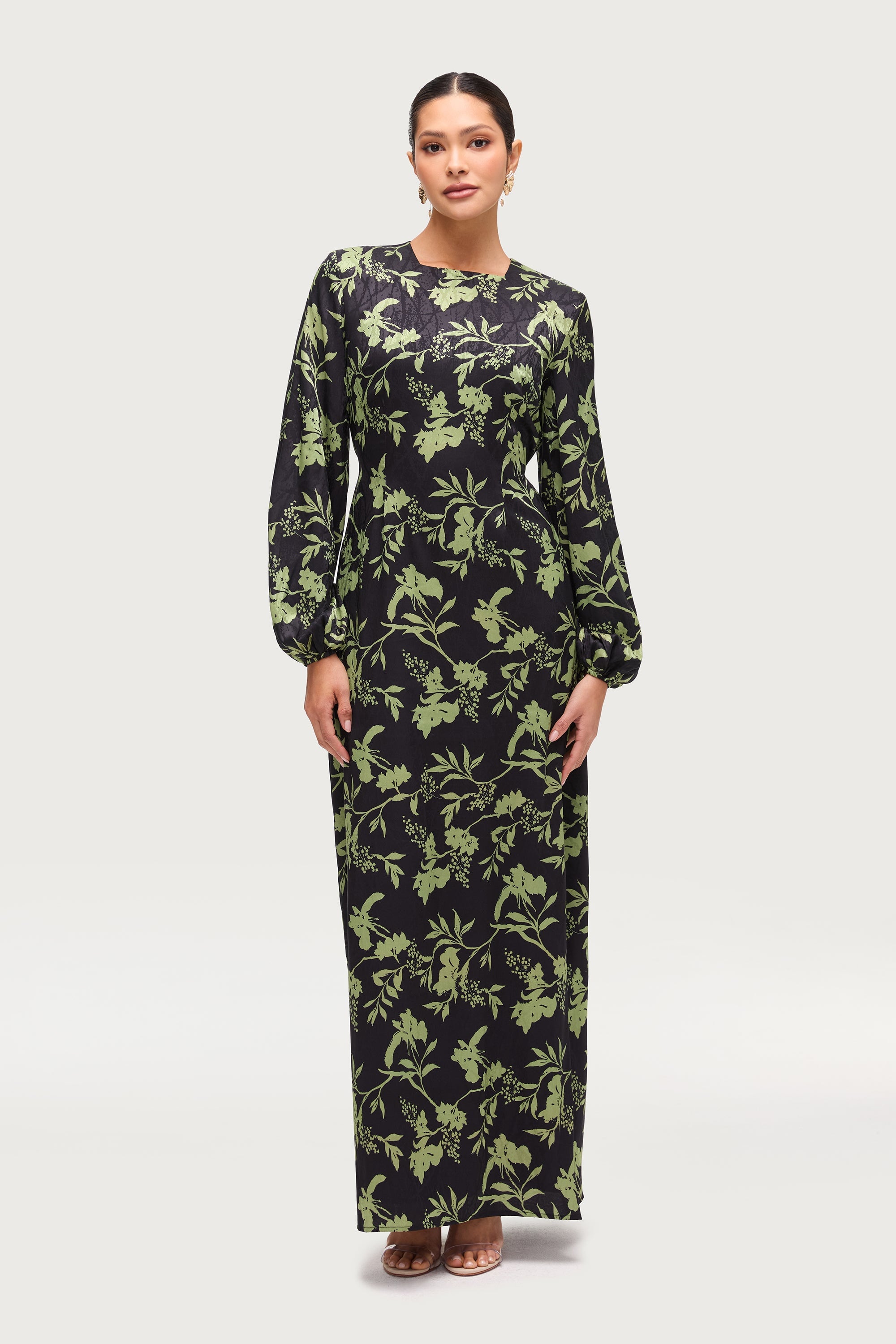 Adila Printed Maxi Dress - Midnight Green Dresses Veiled