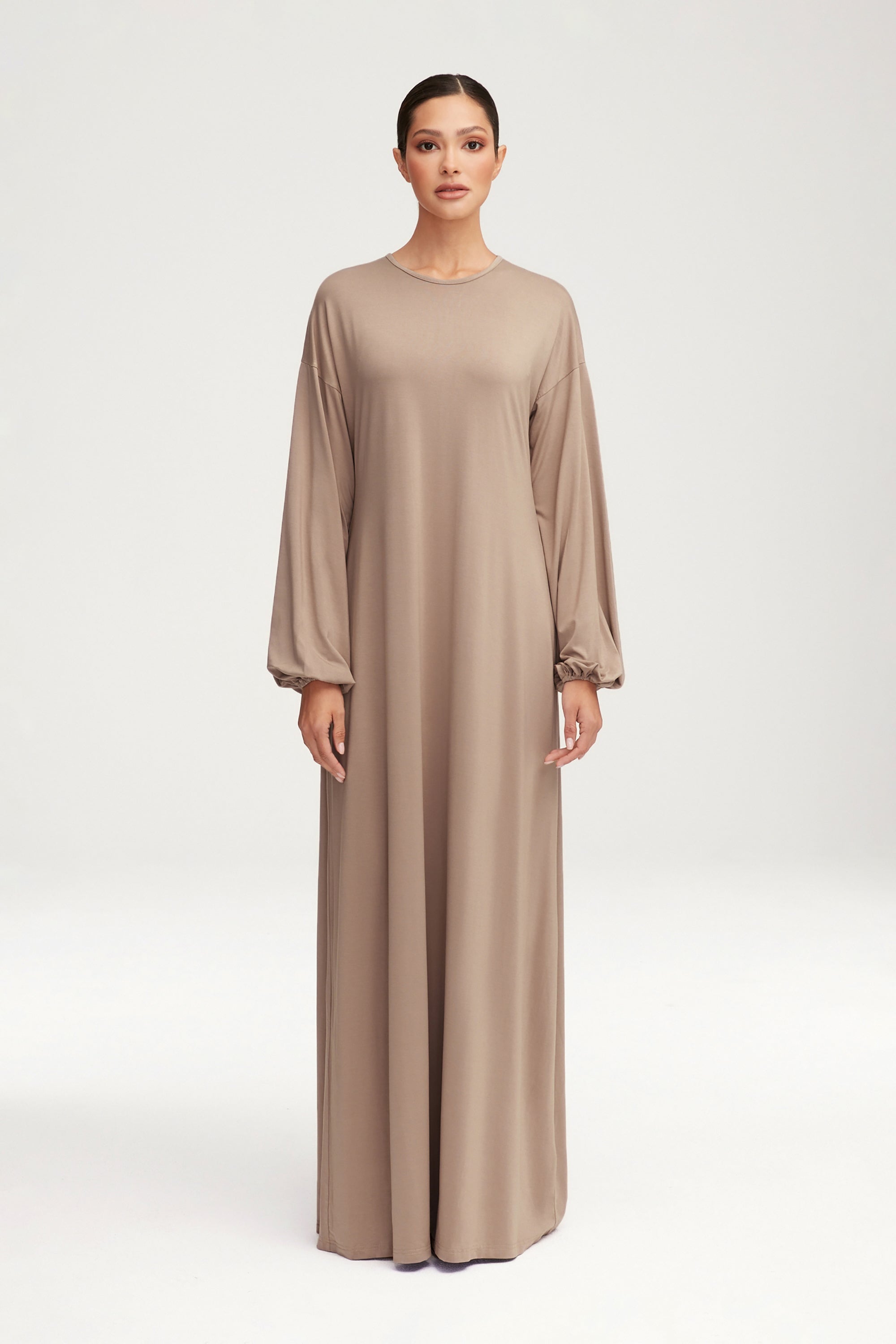 Afiyah Jersey Maxi Dress - Taupe Clothing epschoolboard 