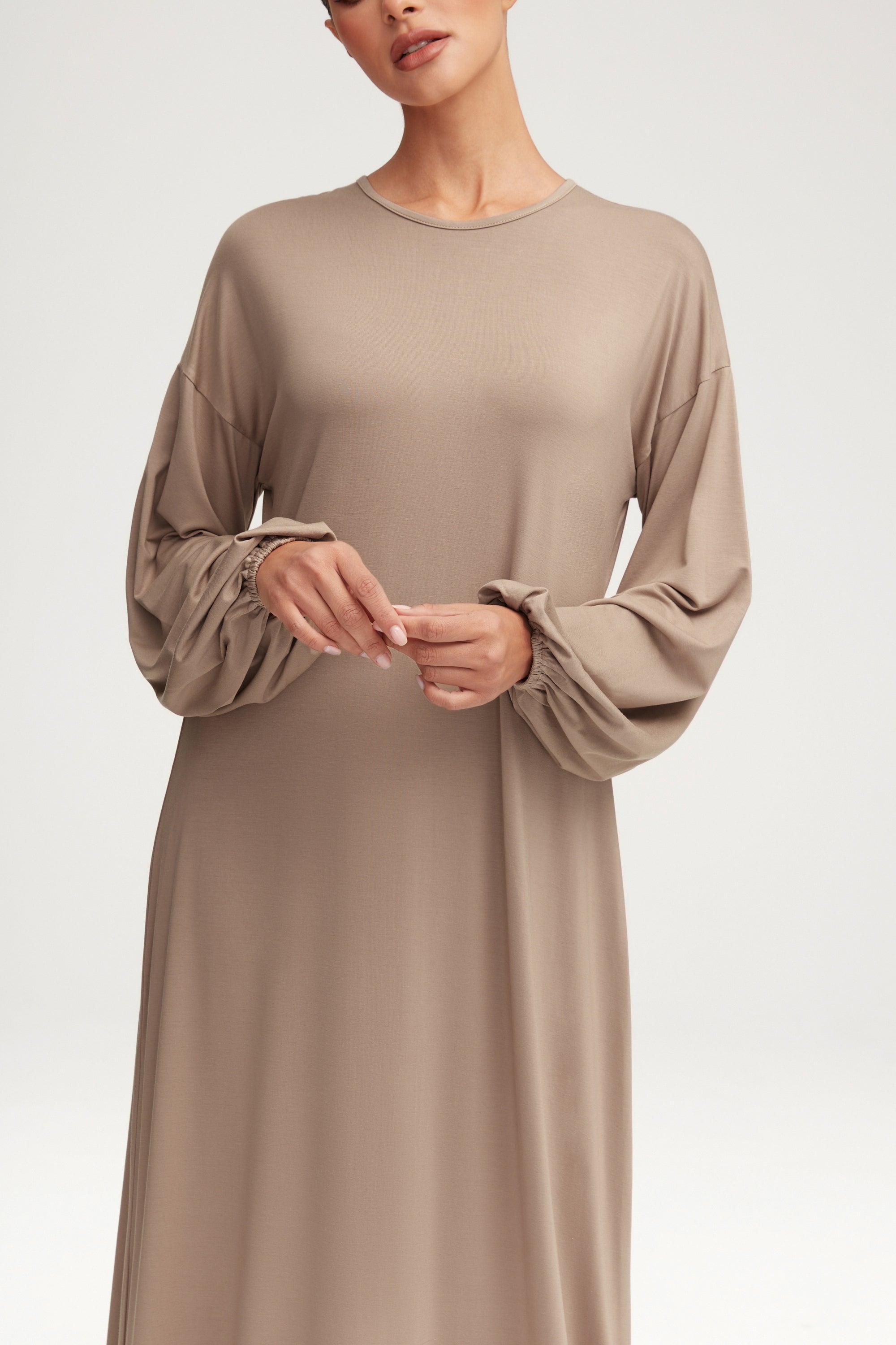 Afiyah Jersey Maxi Dress - Taupe Clothing epschoolboard 