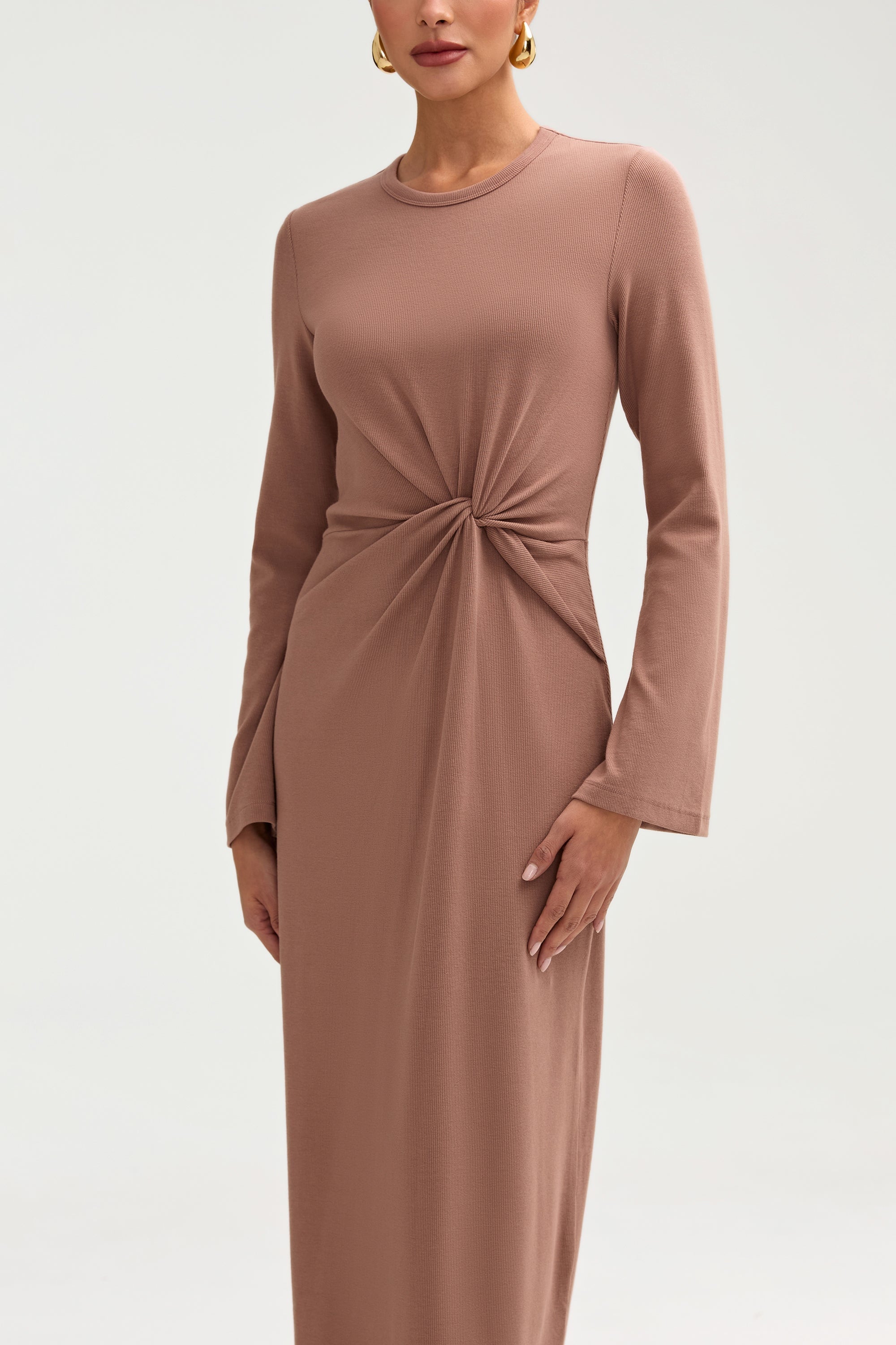 Aissia Ribbed Twist Front Maxi Dress - Brownie Clothing saigonodysseyhotel 