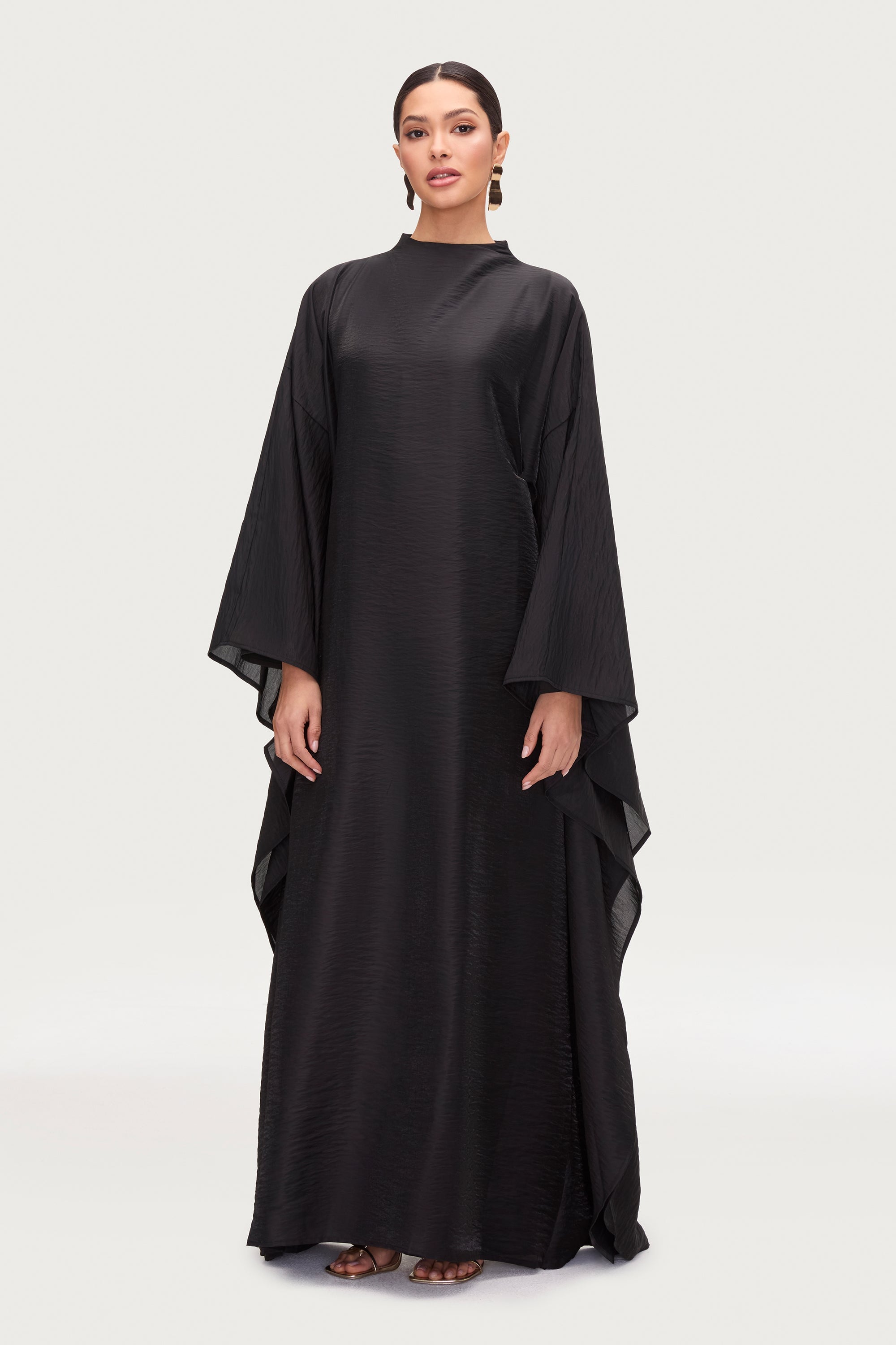 Alia Butterfly Inner Tie Abaya Dress - Black Abayas Veiled