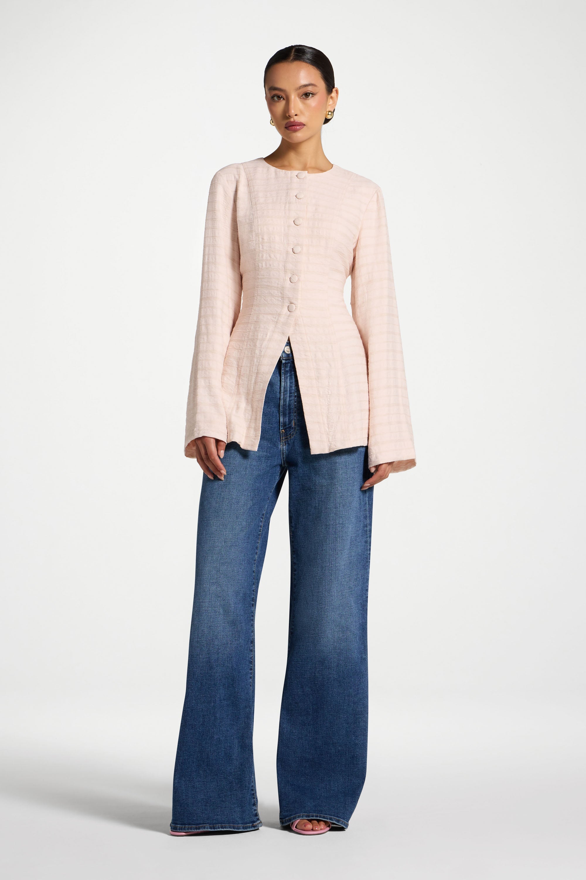 Alice Lace Up Back Top - Baby Pink Abayas Veiled