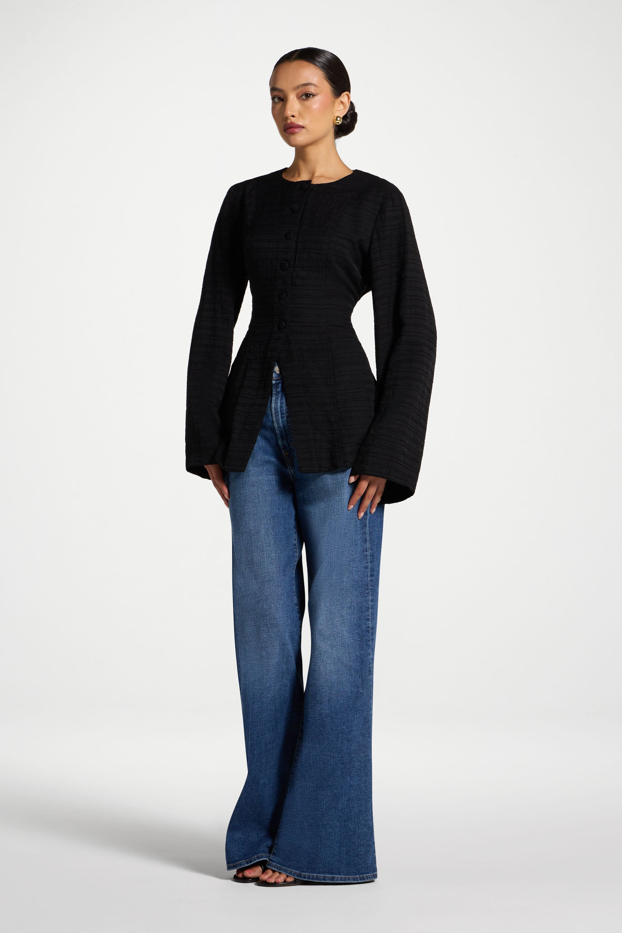 Alice Lace Up Back Top - Black Abayas Veiled