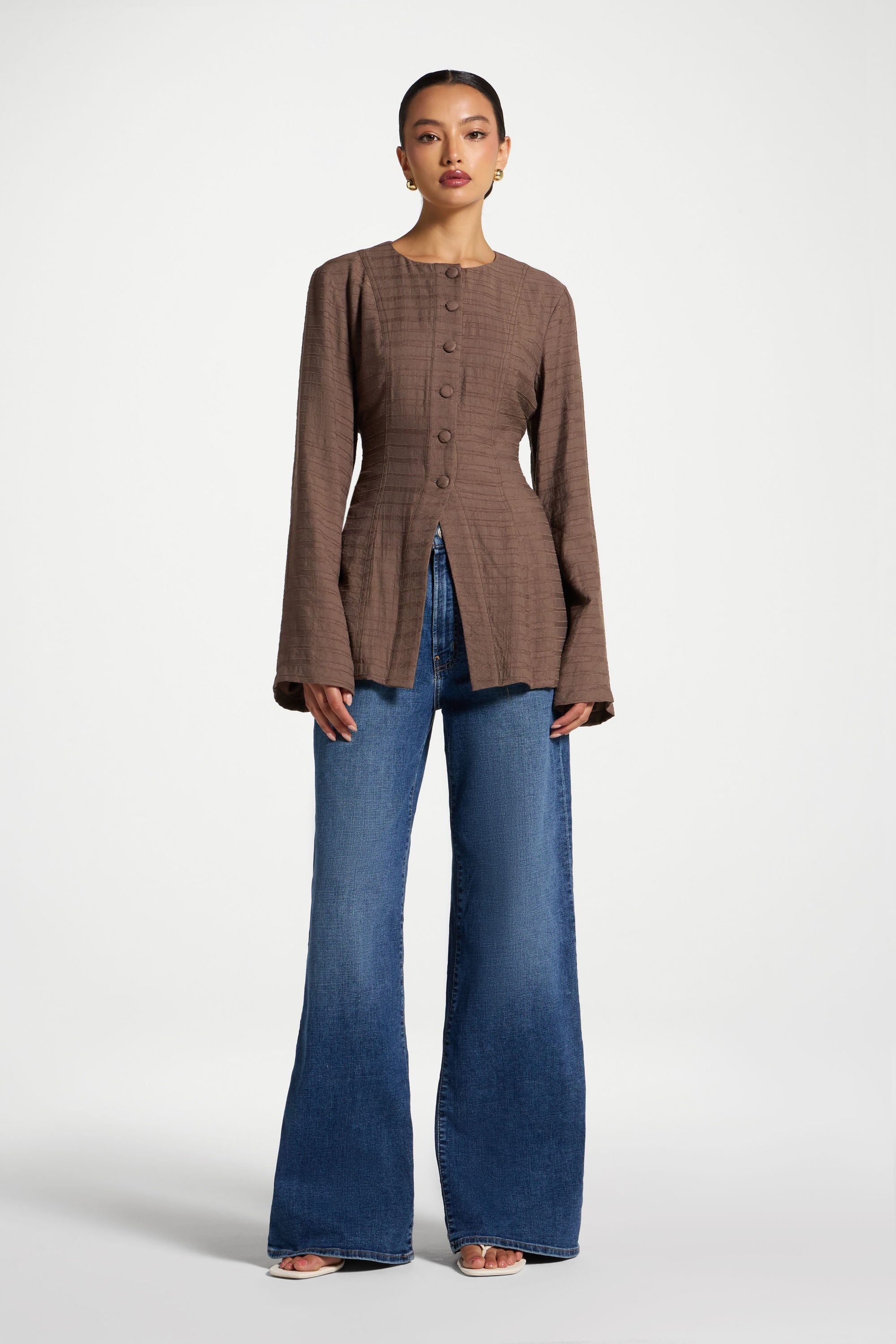 Alice Lace Up Back Top - Mushroom Abayas Veiled