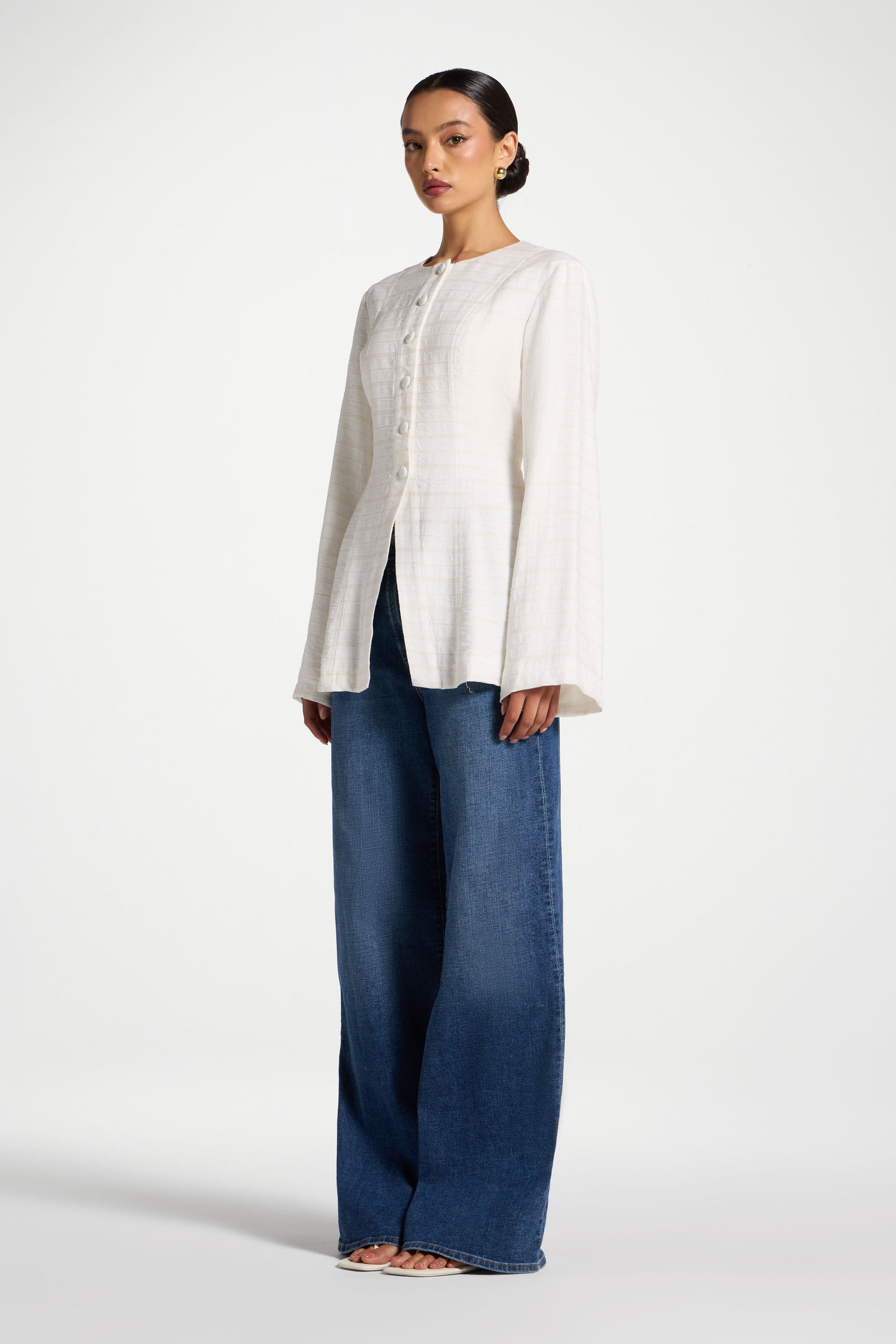 Alice Lace Up Back Top - Natural Abayas Veiled
