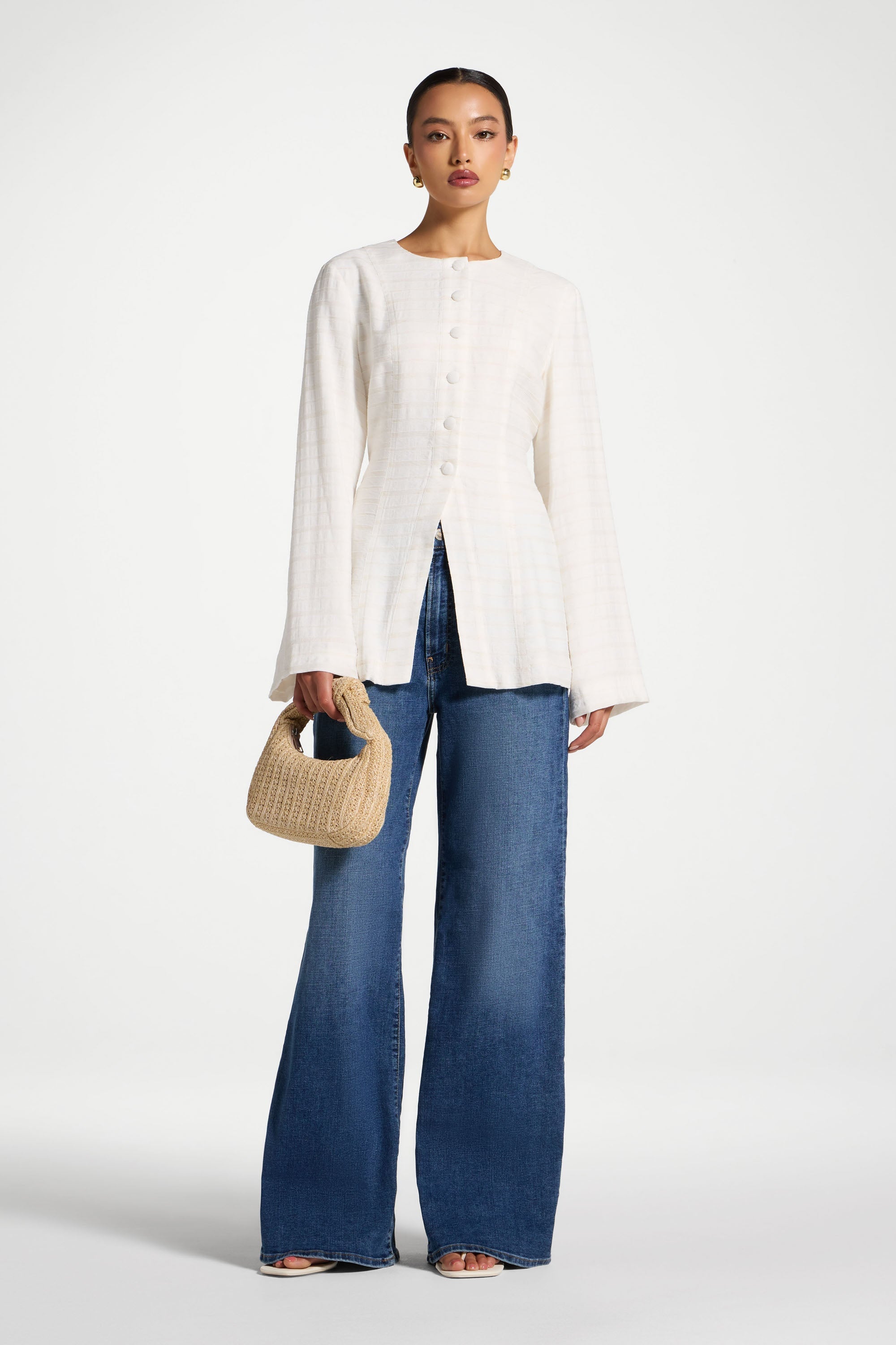 Alice Lace Up Back Top - Natural Abayas Veiled