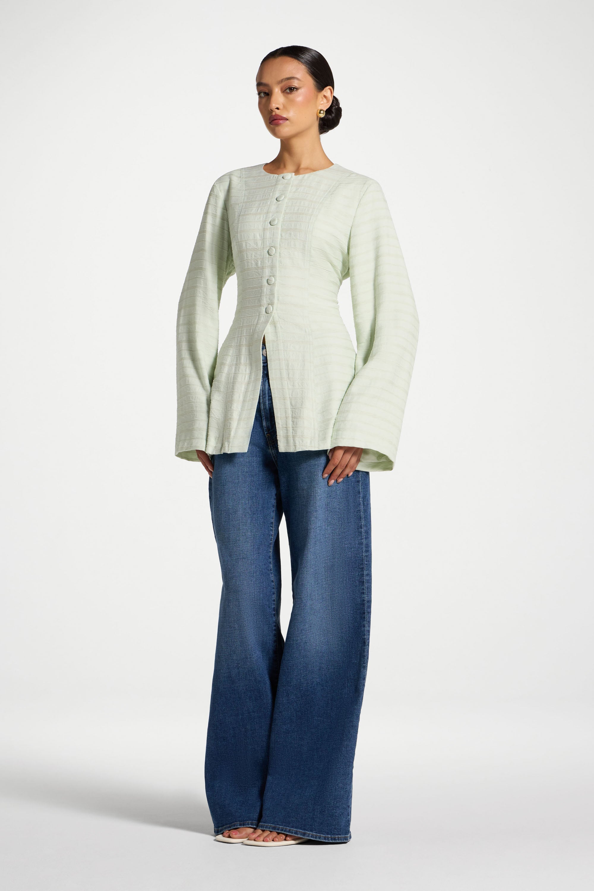 Alice Lace Up Back Top - Pistachio Abayas Veiled
