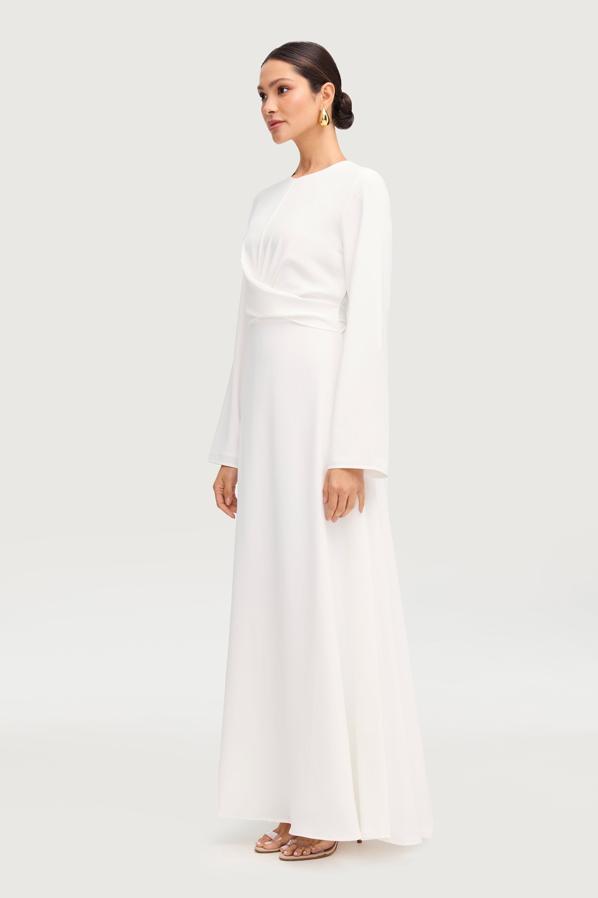 Ameena Cross Front Maxi Dress - White Dresses Veiled