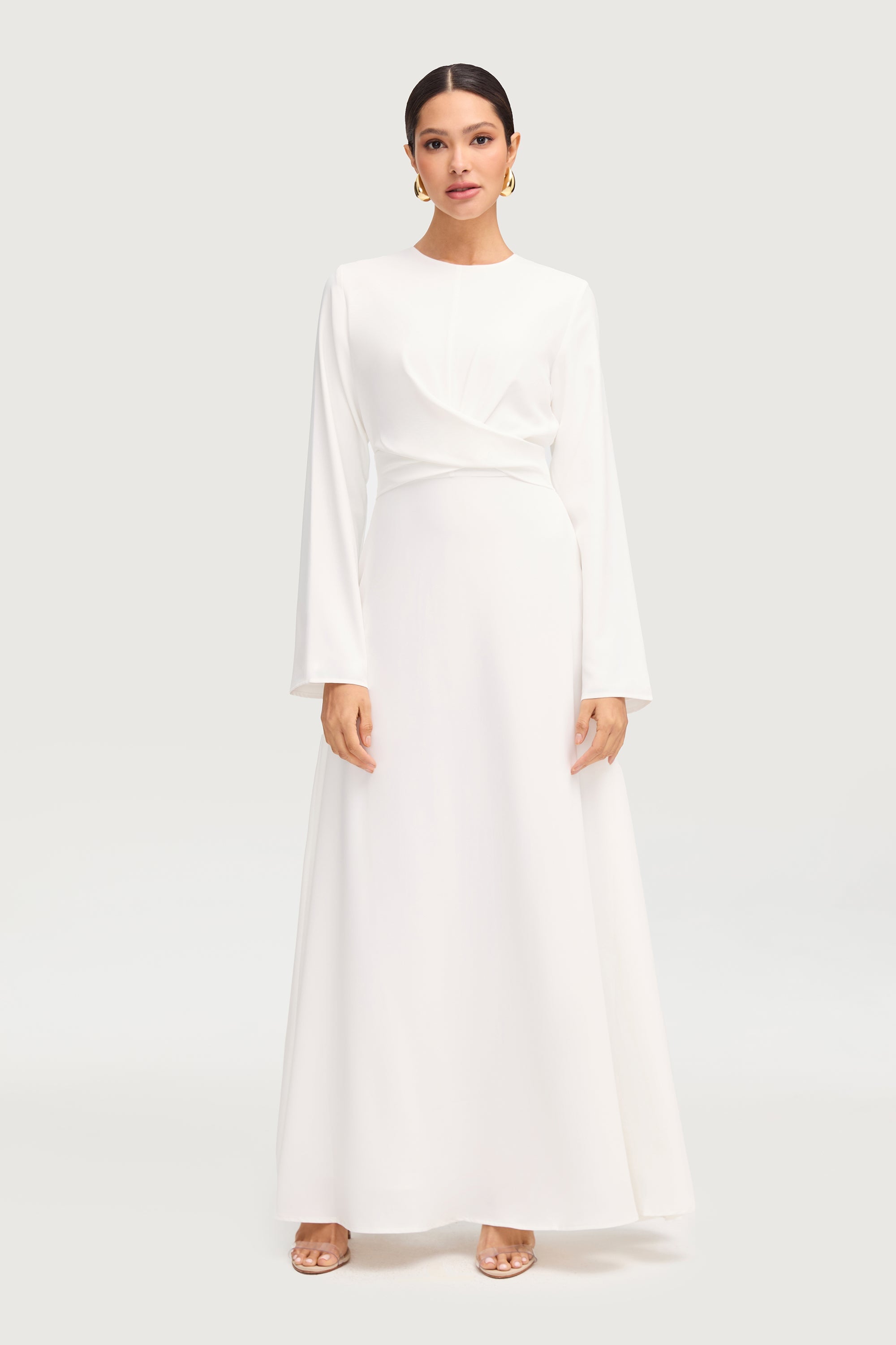 Ameena Cross Front Maxi Dress - White Dresses Veiled