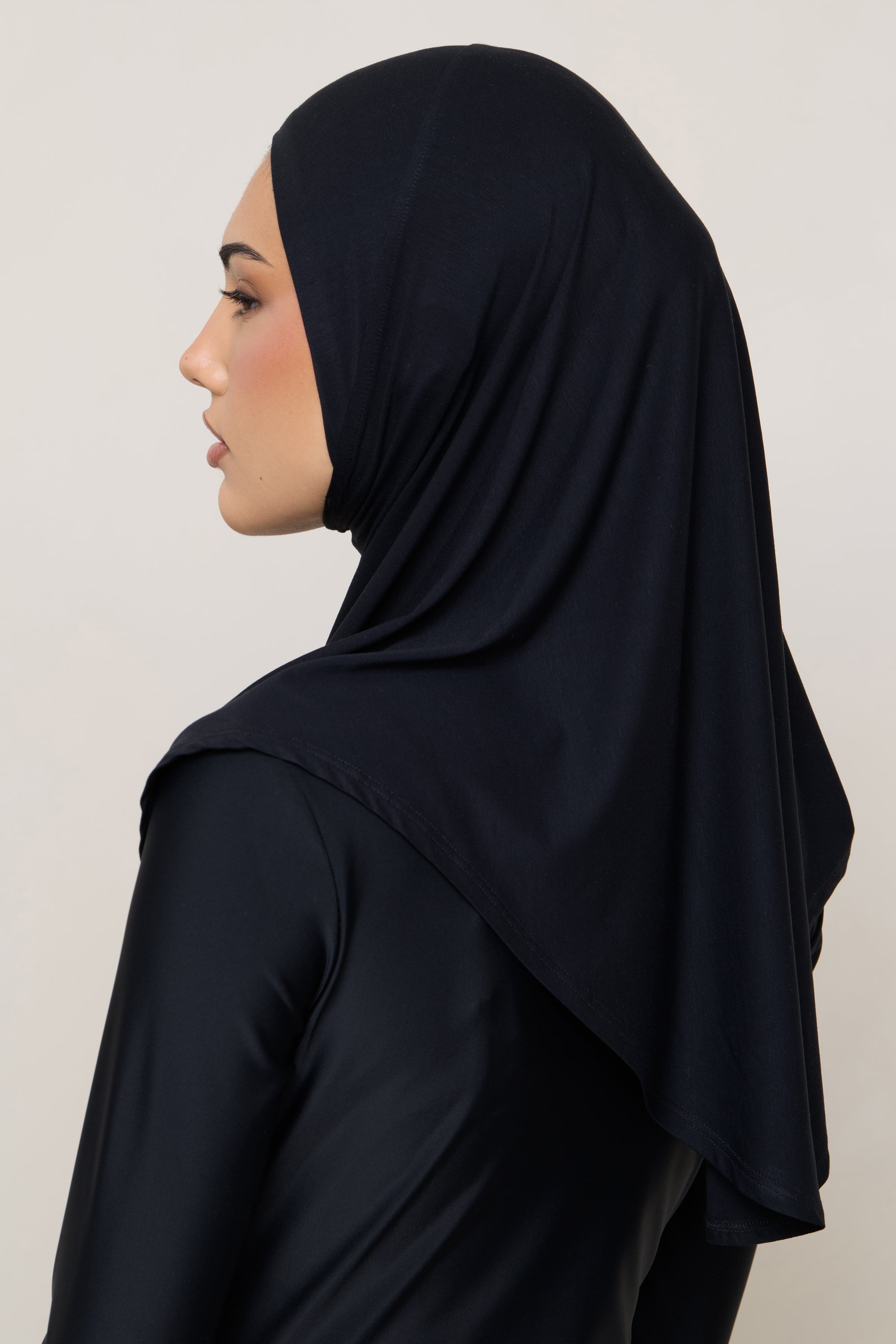 Amira Bamboo Jersey Instant Hijab - Black Hijabs Veiled