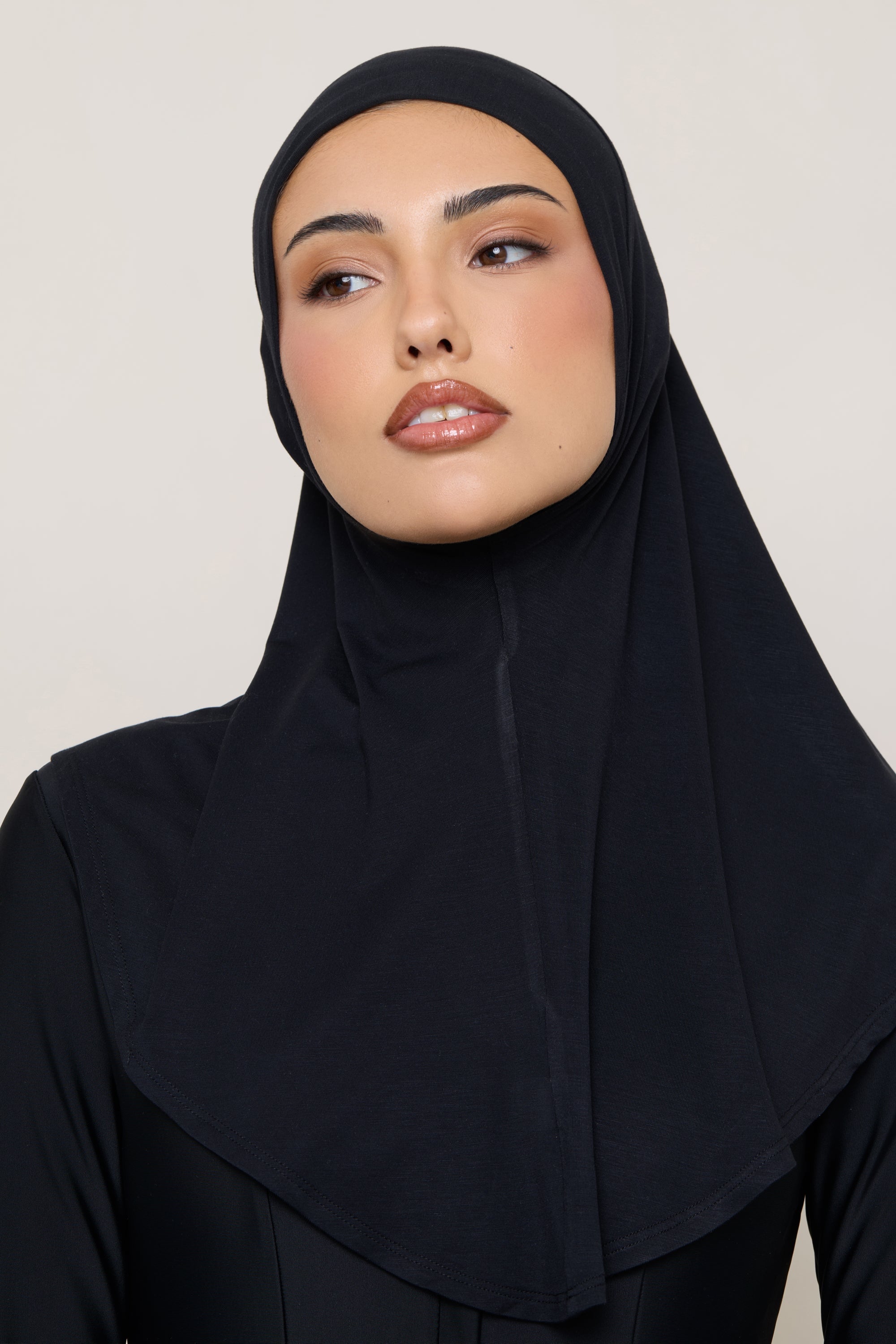 Amira Bamboo Jersey Instant Hijab - Black Hijabs Veiled