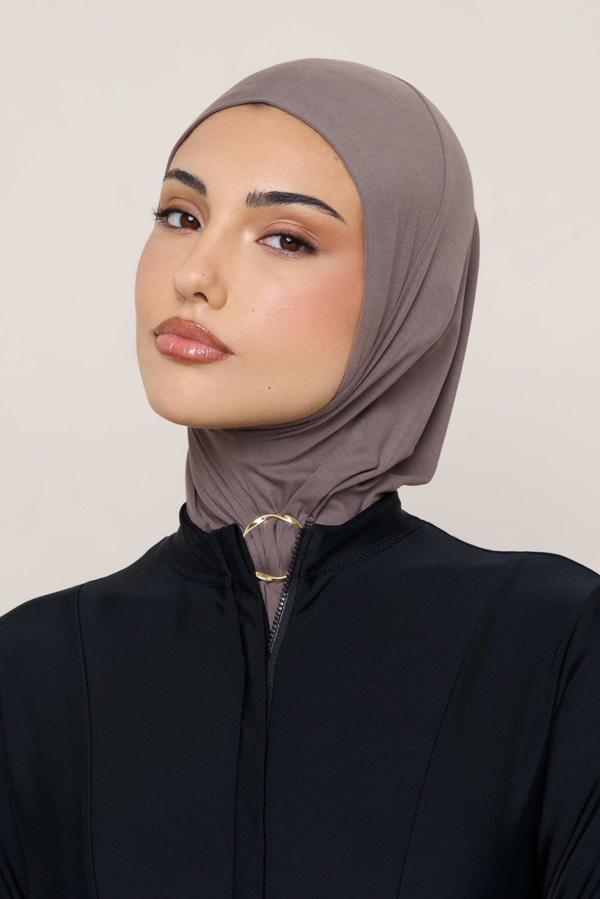 Amira Bamboo Jersey Instant Hijab - Deep Taupe Hijabs Veiled